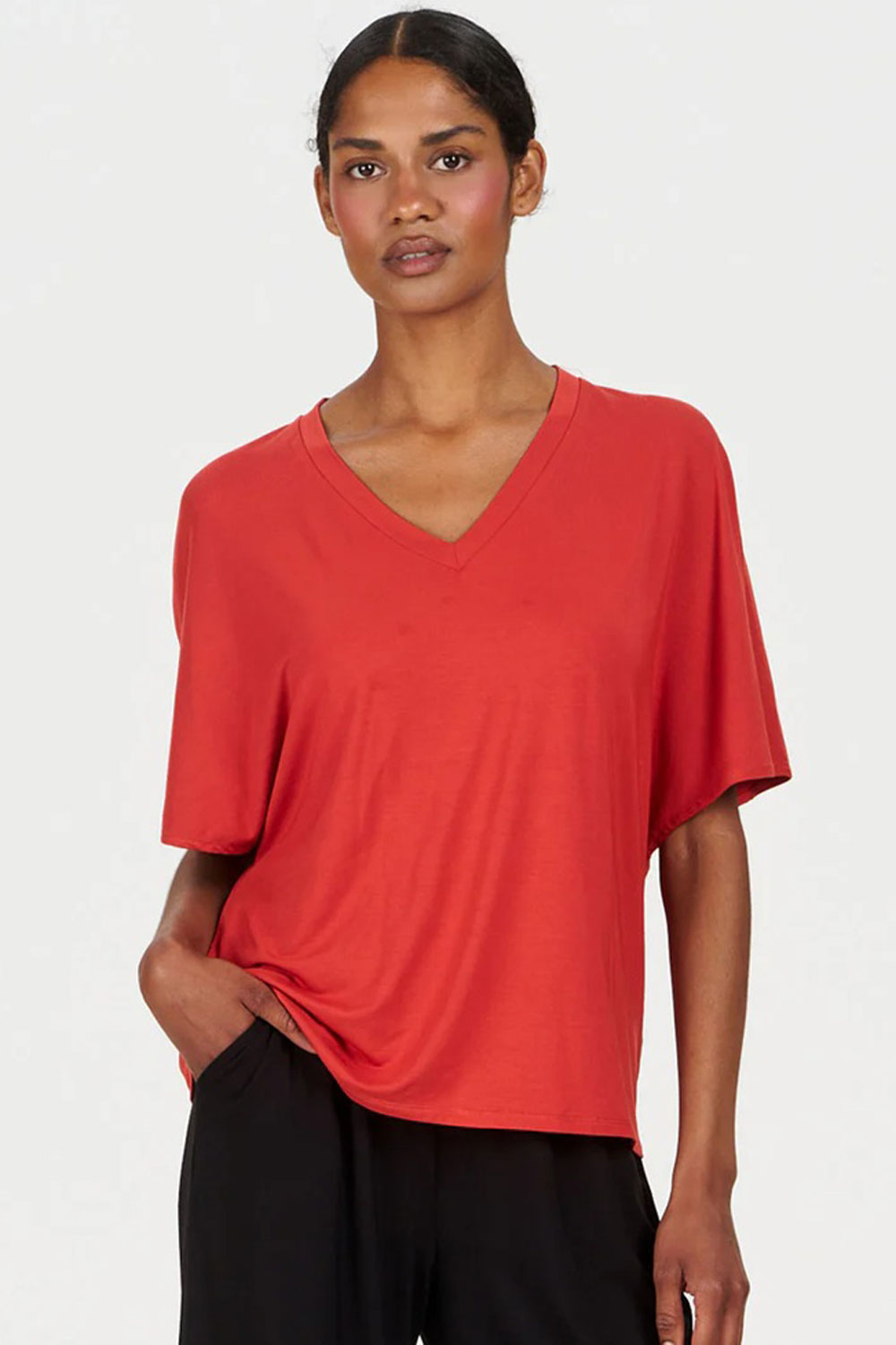 Oranje top V-hals modal