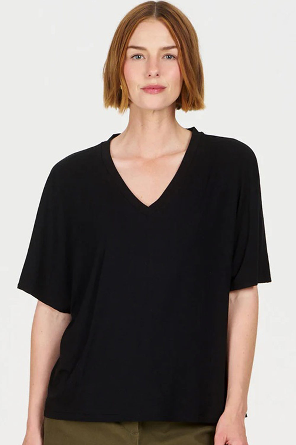Zwarte top V-hals modal