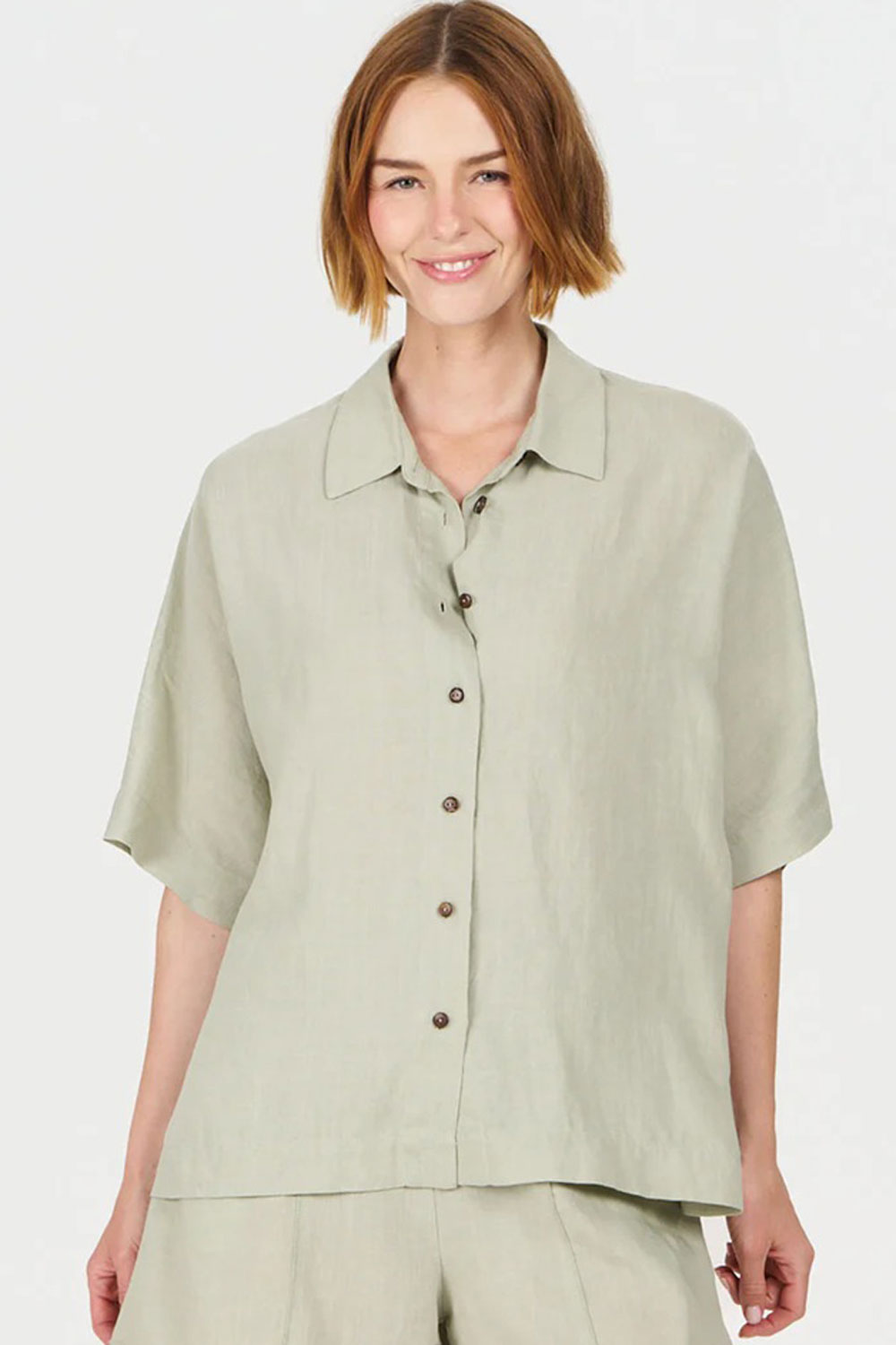Linnen kimono blouse licht groen