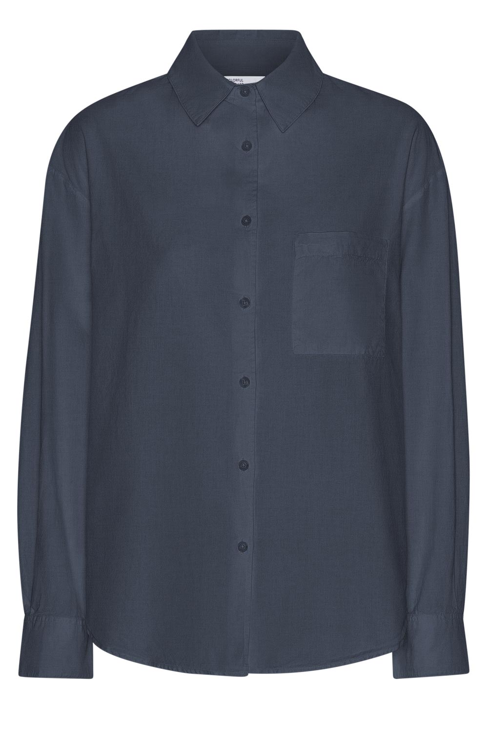 Oversized overhemdblouse biokatoen blauw - Afbeelding 2