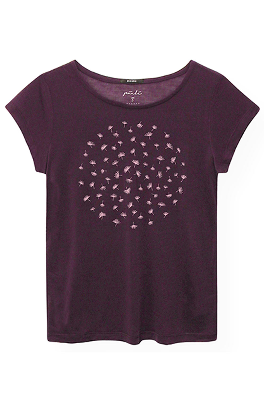 T-shirt tencel Paardebloem aubergine