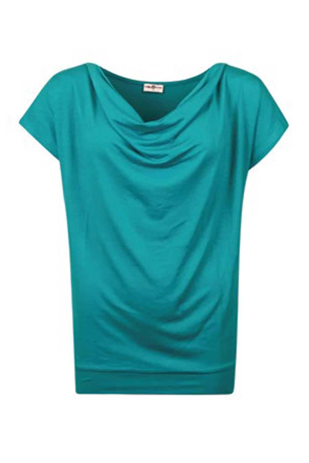 Top met watervalhals zeegroen