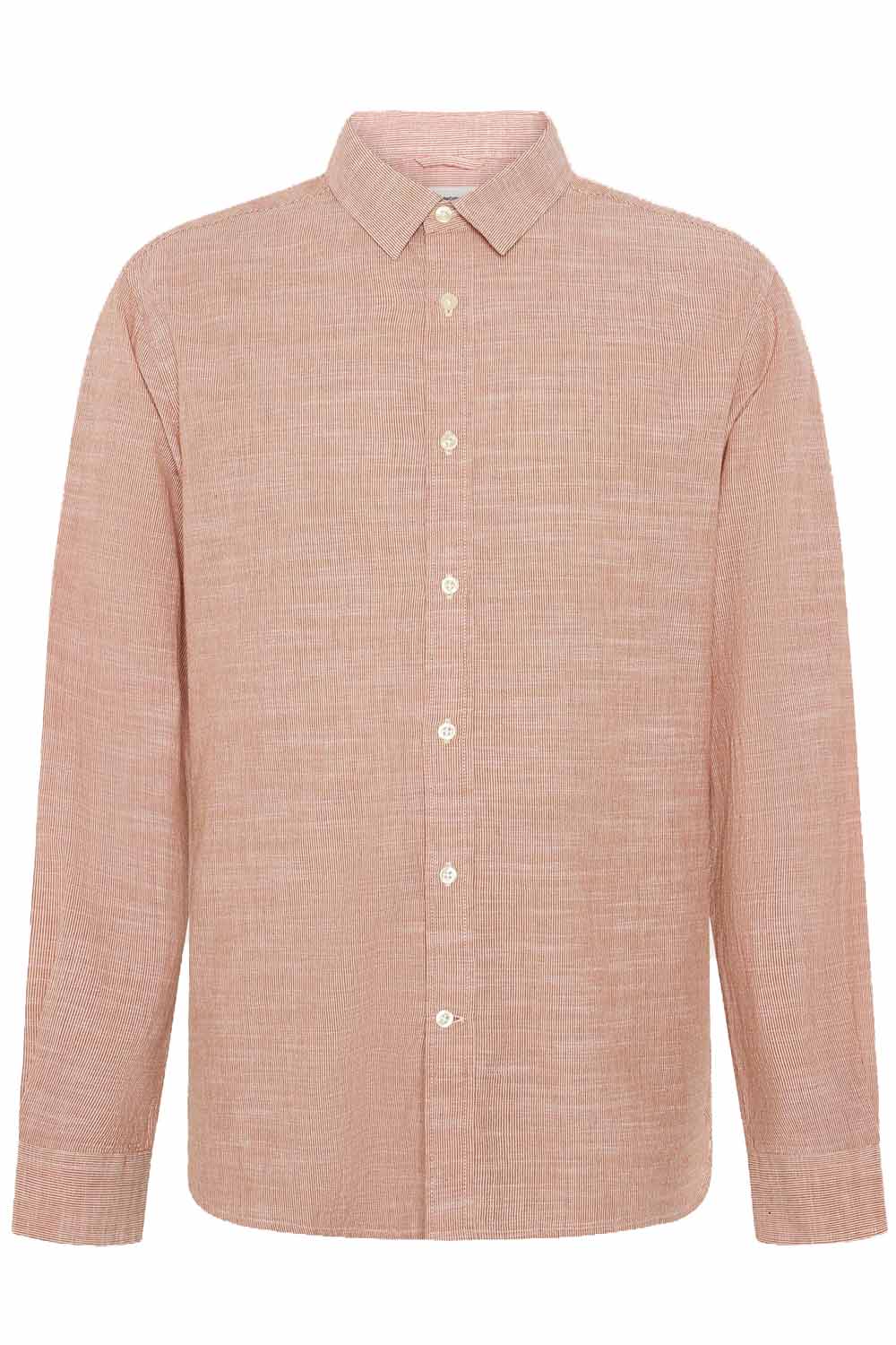 Overhemd biokatoen dunne rode streepjes