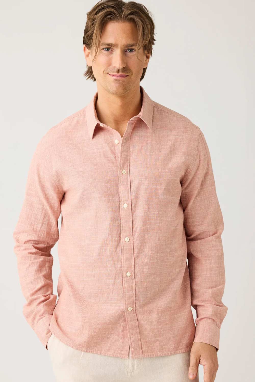 Overhemd biokatoen dunne rode streepjes - Afbeelding 2