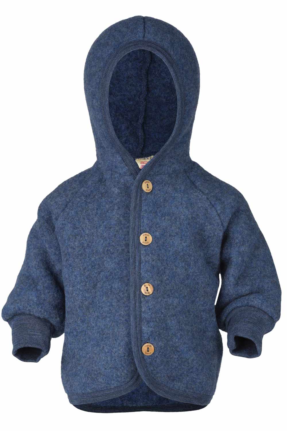 Wollen fleecejasje 100% merino wol blauw
