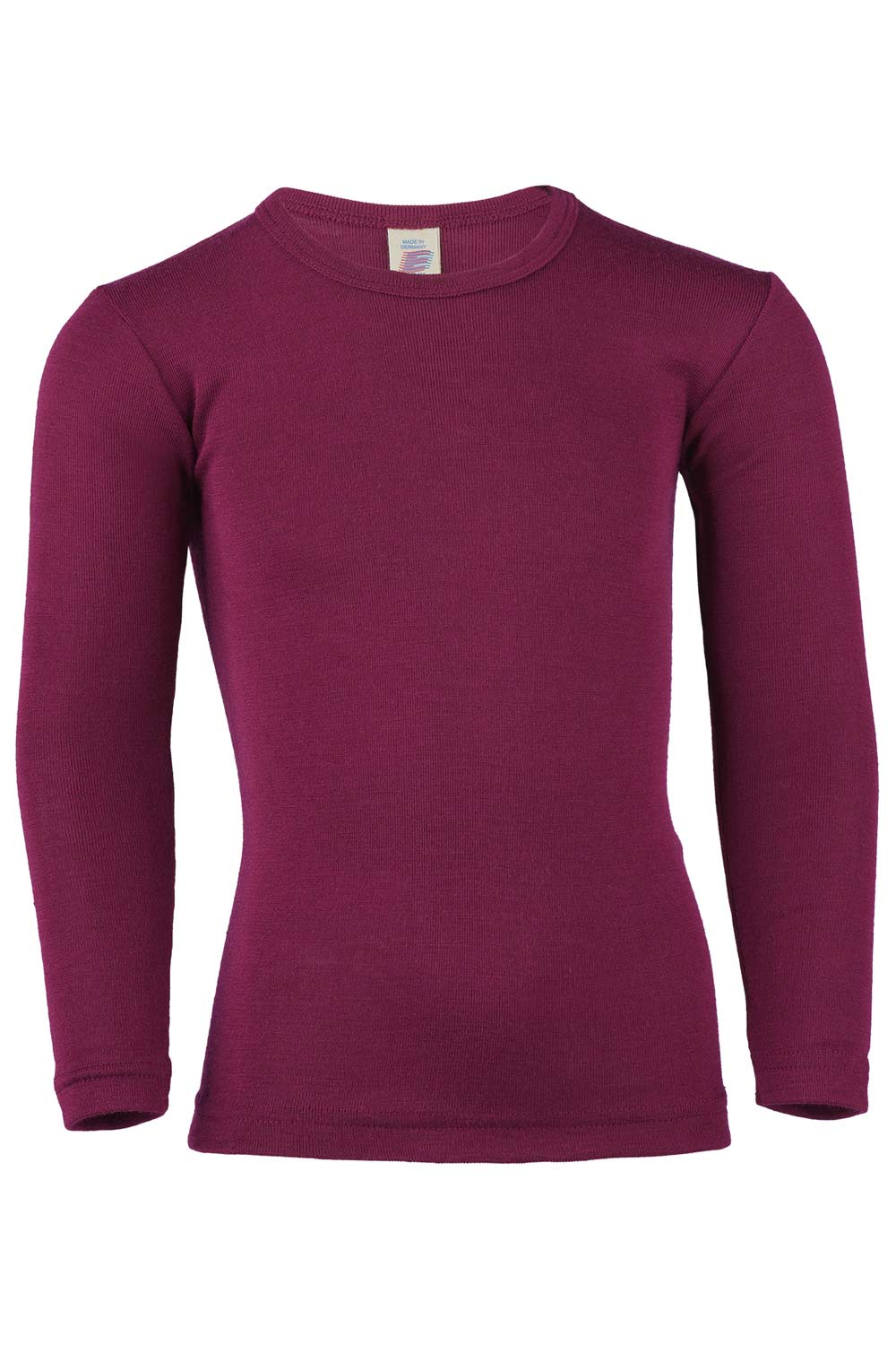 Effen kindershirt wol zijde bordeaux