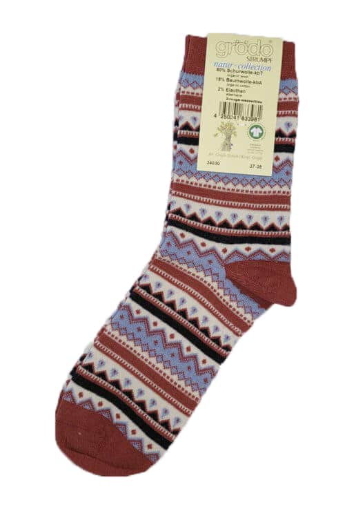Wollen jacquard sokken rood