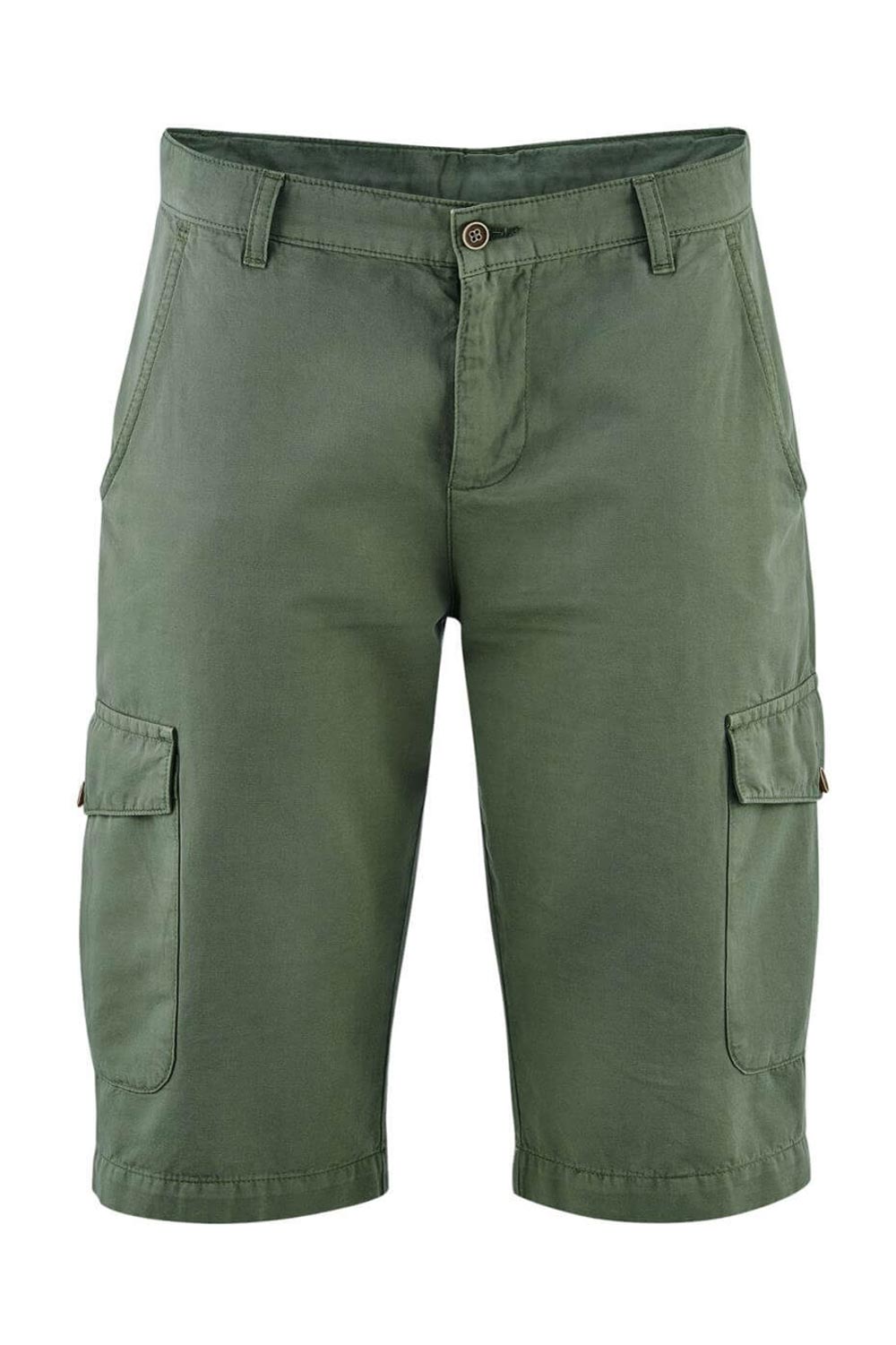 Heren korte broek linnen met biokatoen olijfgroen