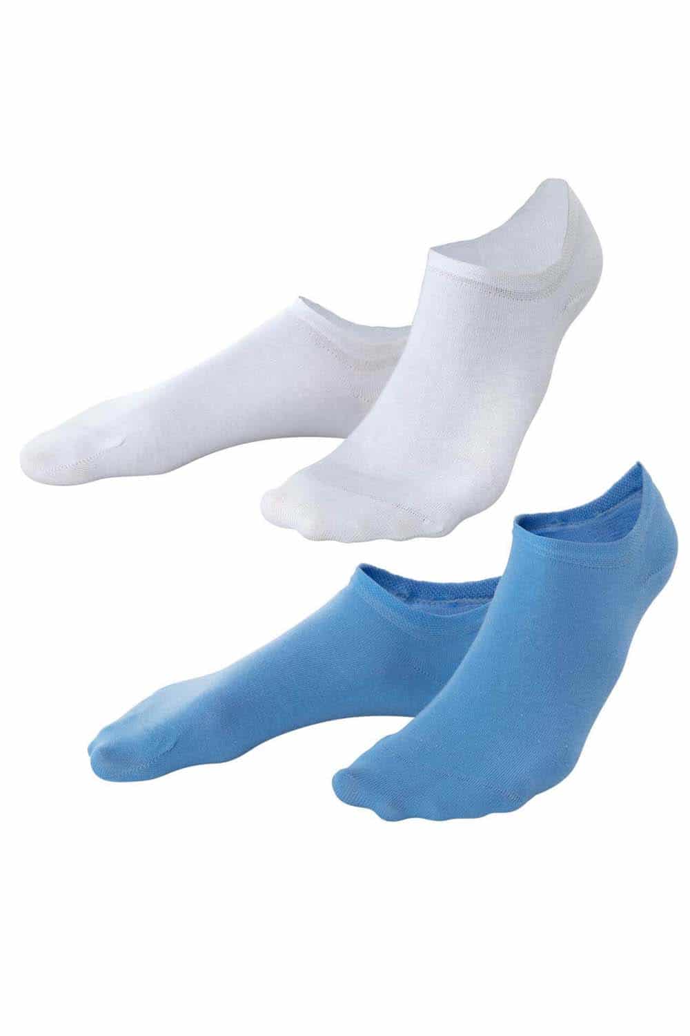 Twee kleuren sneakersok blauw/wit 2-pack