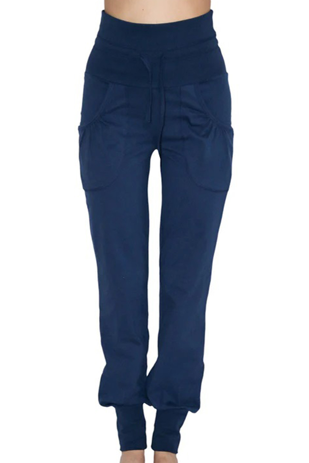 Yogabroek met zakken donkerblauw