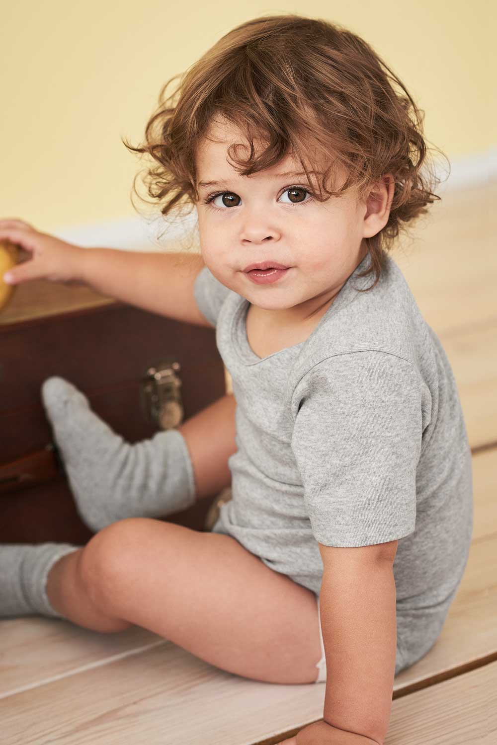 Baby romper korte mouw 100% biokatoen grijs