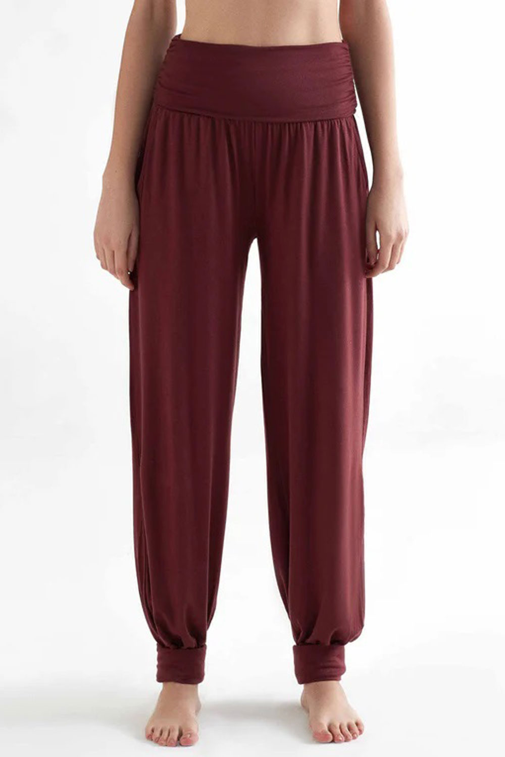 Yogabroek tencel bordeaux