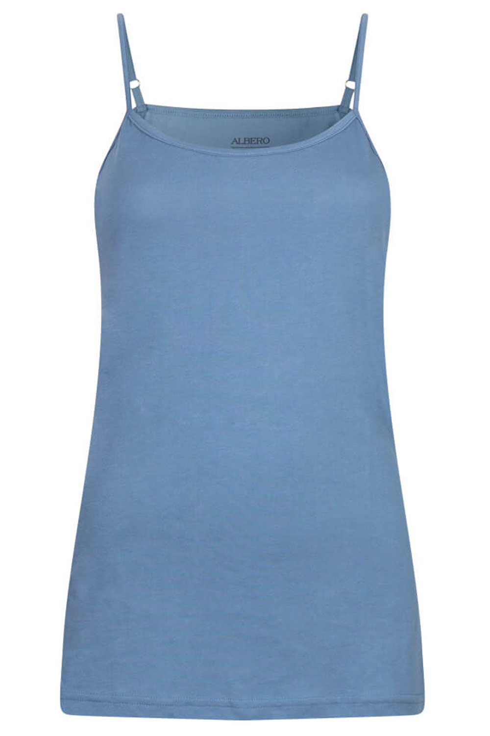 Spaghettitop 100% biokatoen denimblauw
