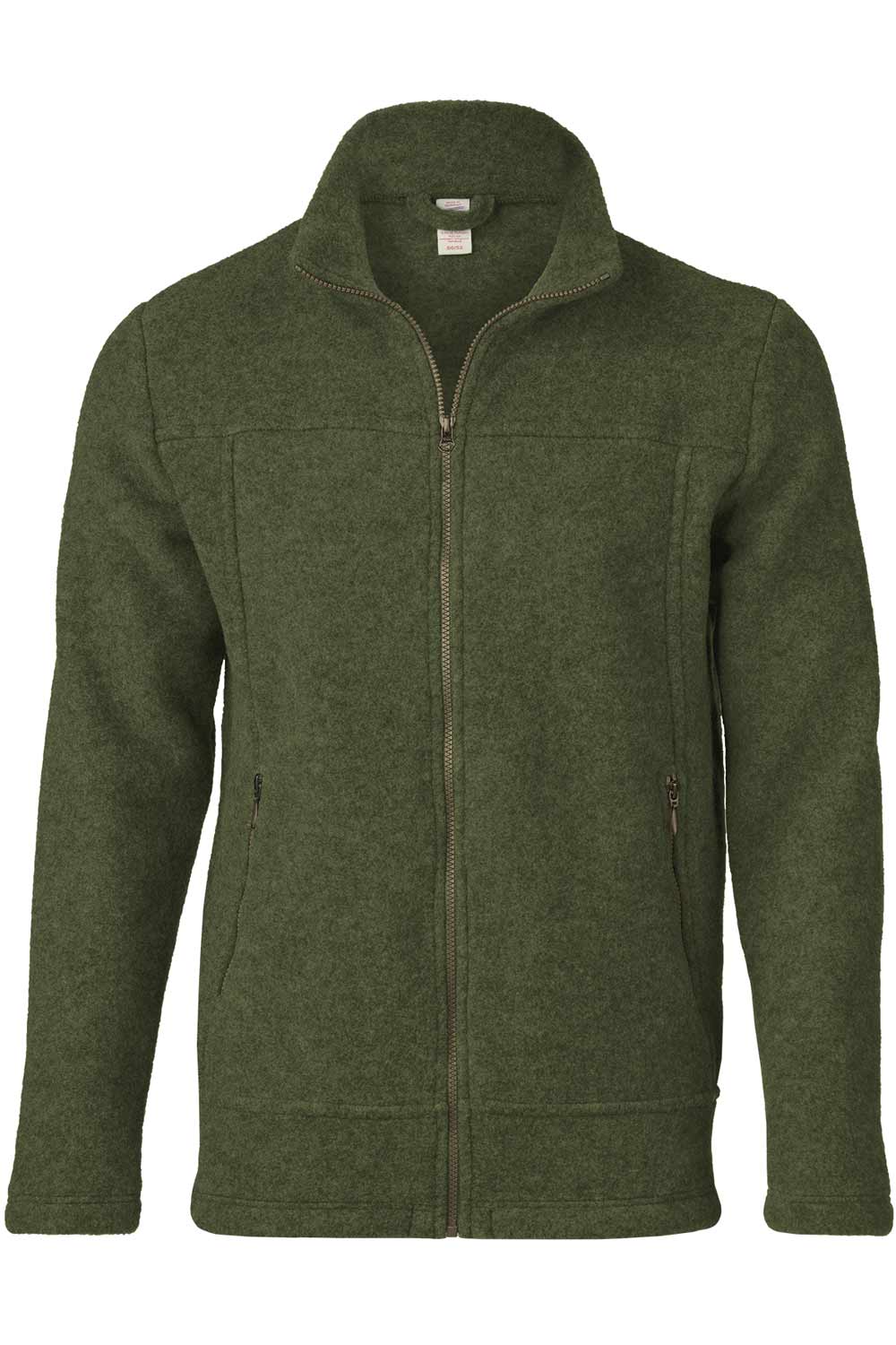 Wollen herenfleecevest 100% bio merino wol olijf