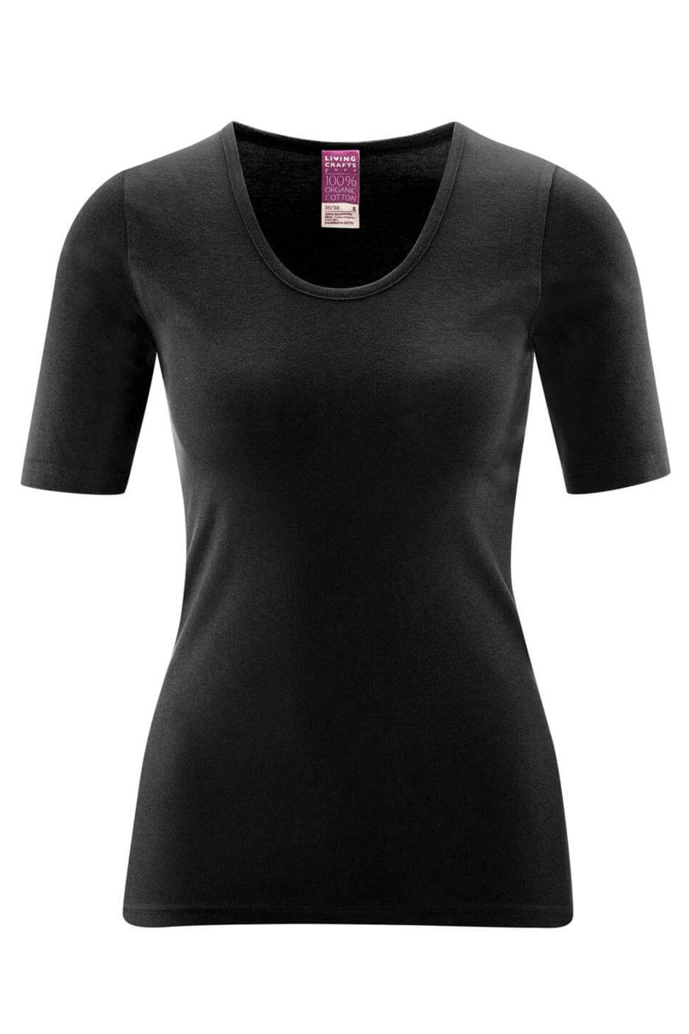 T-shirt 100% biokatoen korte mouw, zwart