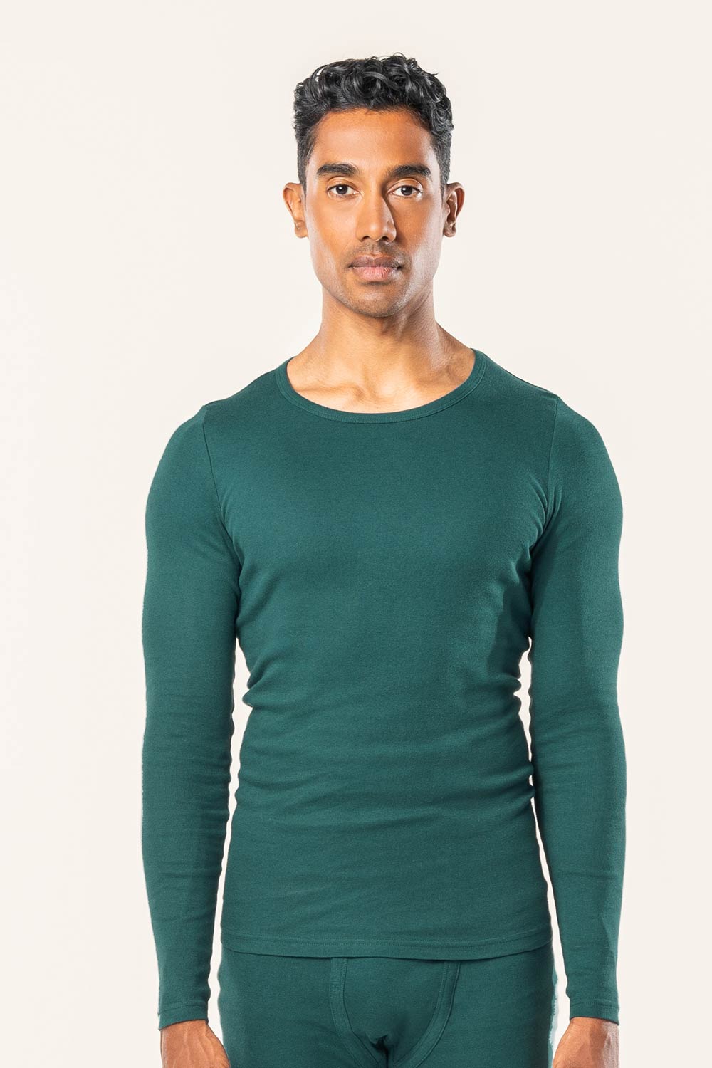 Lange mouwen shirt biokatoen donkergroen - Afbeelding 2