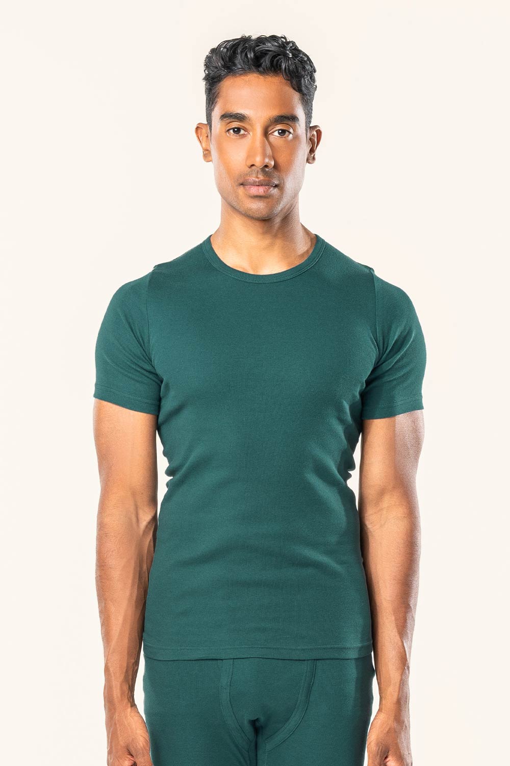 Korte mouwen T-shirt 100% biokatoen donkergroen - Afbeelding 2