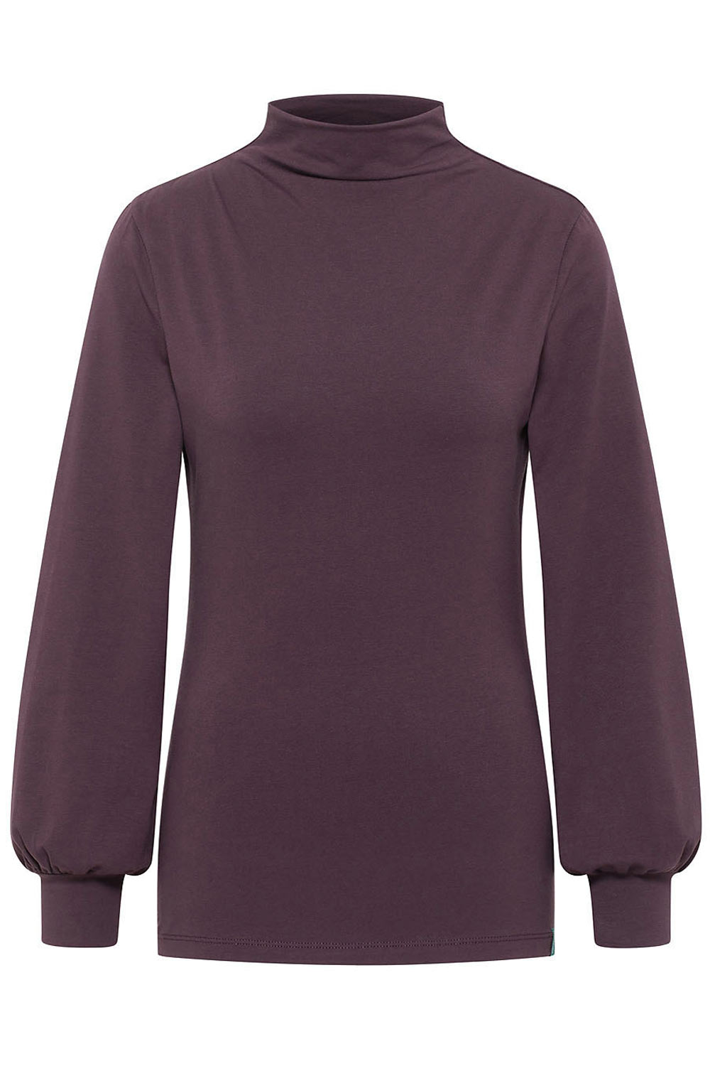 Aubergine colshirt biokatoen