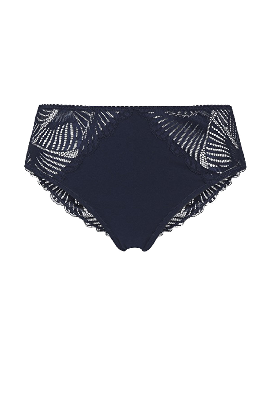 Donkerblauwe brazil-slip met kant