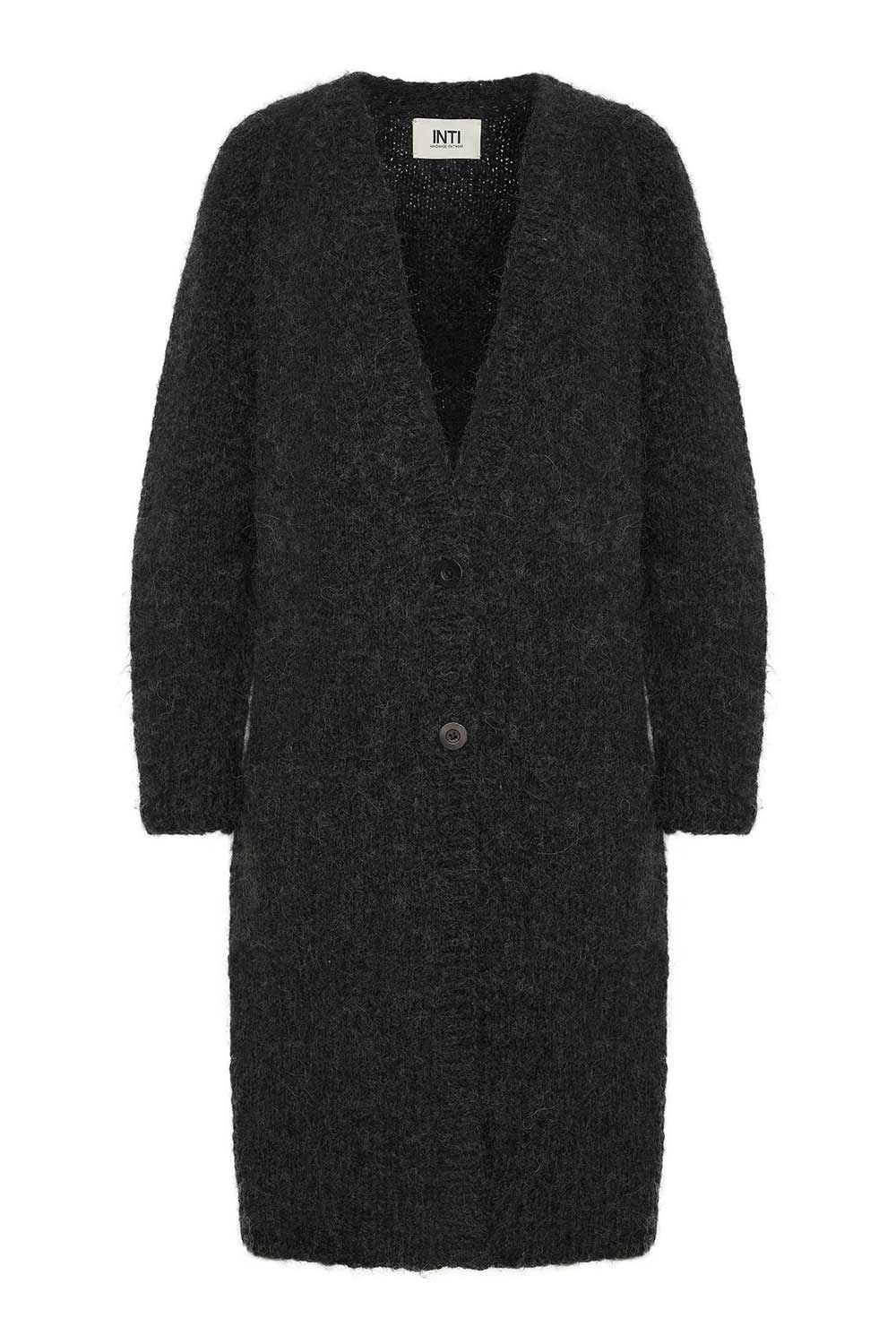 Baby alpaca lang vest antraciet