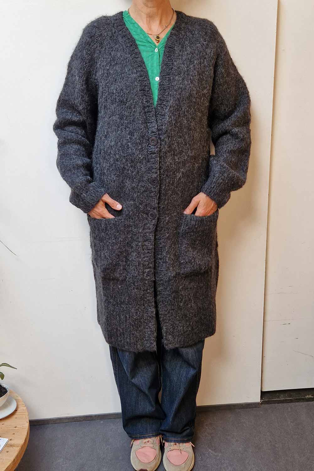 Baby alpaca lang vest antraciet - Afbeelding 2