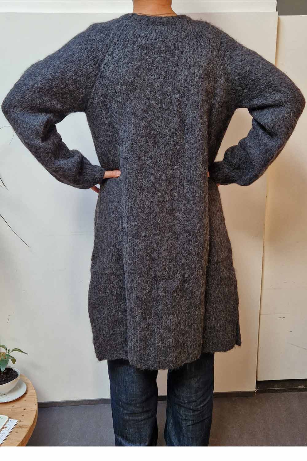 Baby alpaca lang vest antraciet - Afbeelding 3