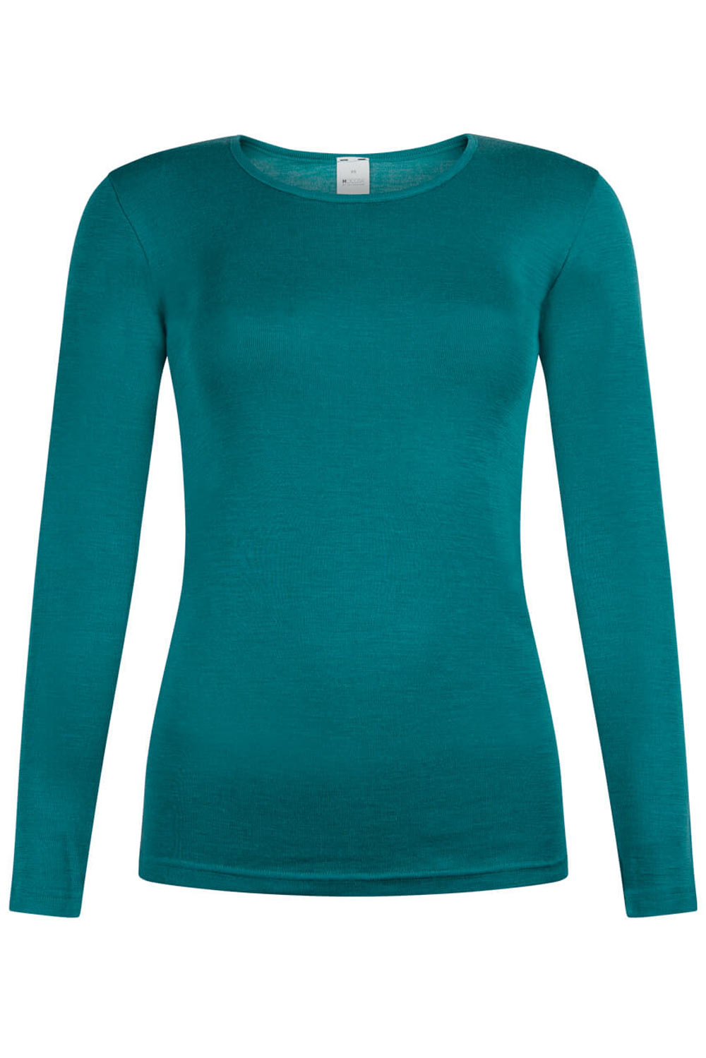 Shirt ronde hals wol-zijde petrol