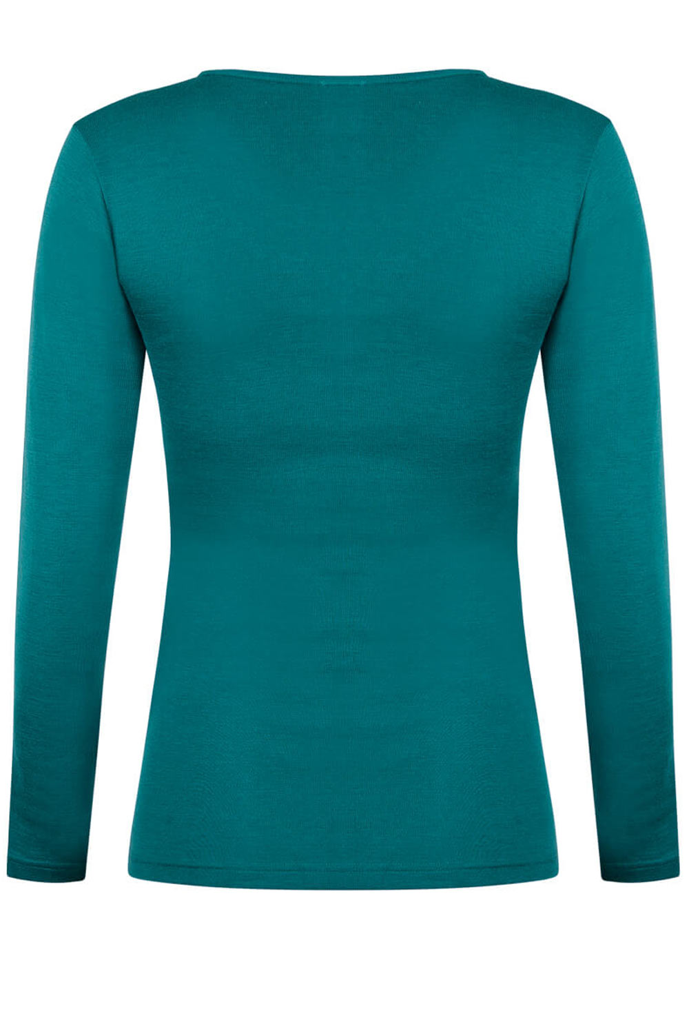 Shirt ronde hals wol-zijde petrol - Afbeelding 2