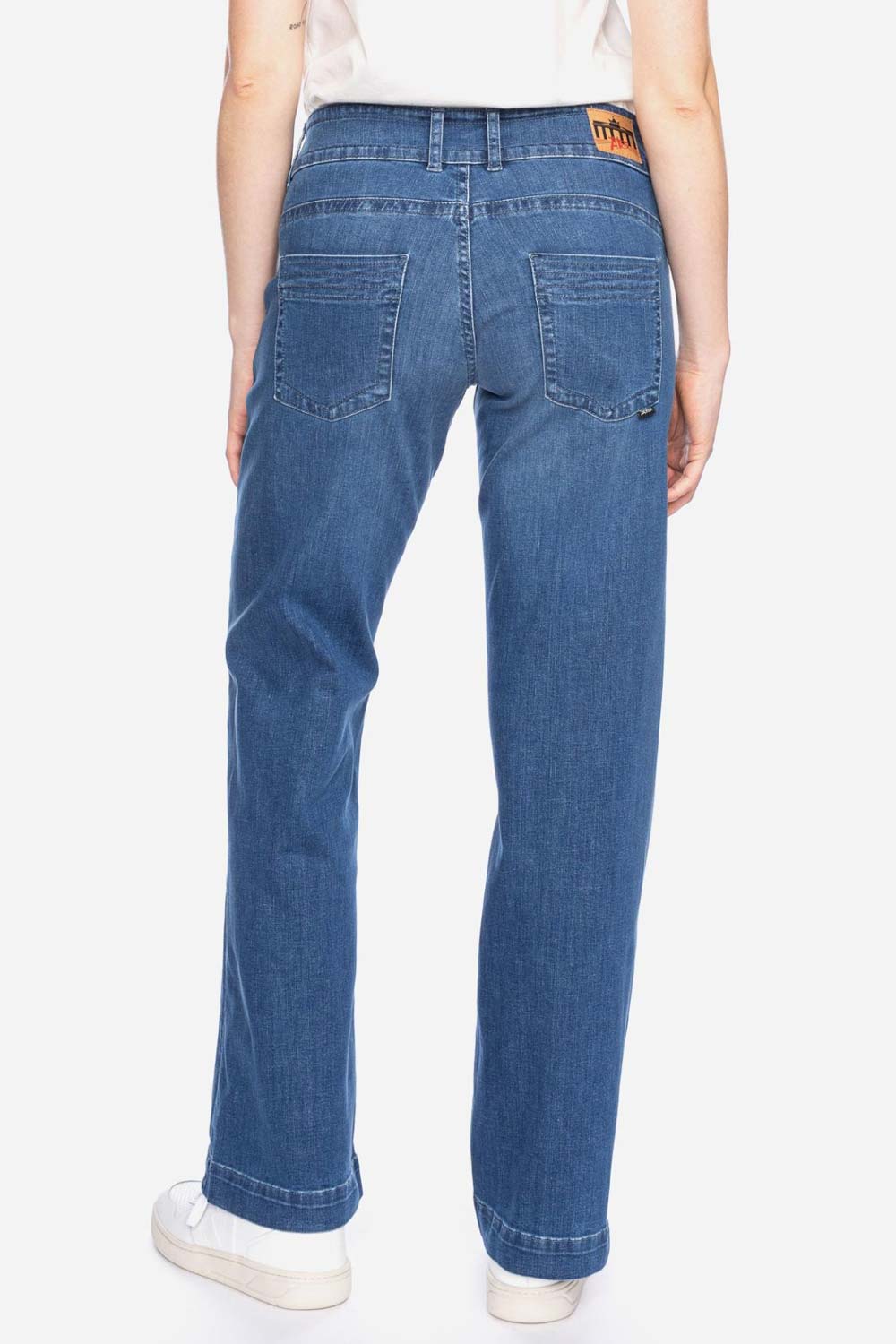 Damesjeans met wijdere pijp blauw - Afbeelding 2