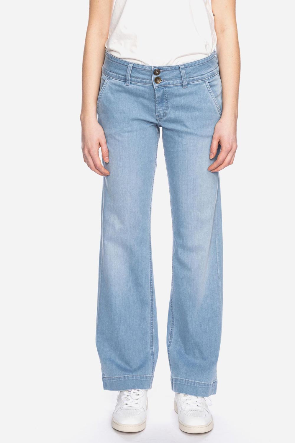 Damesjeans met wijdere pijp lichtblauw
