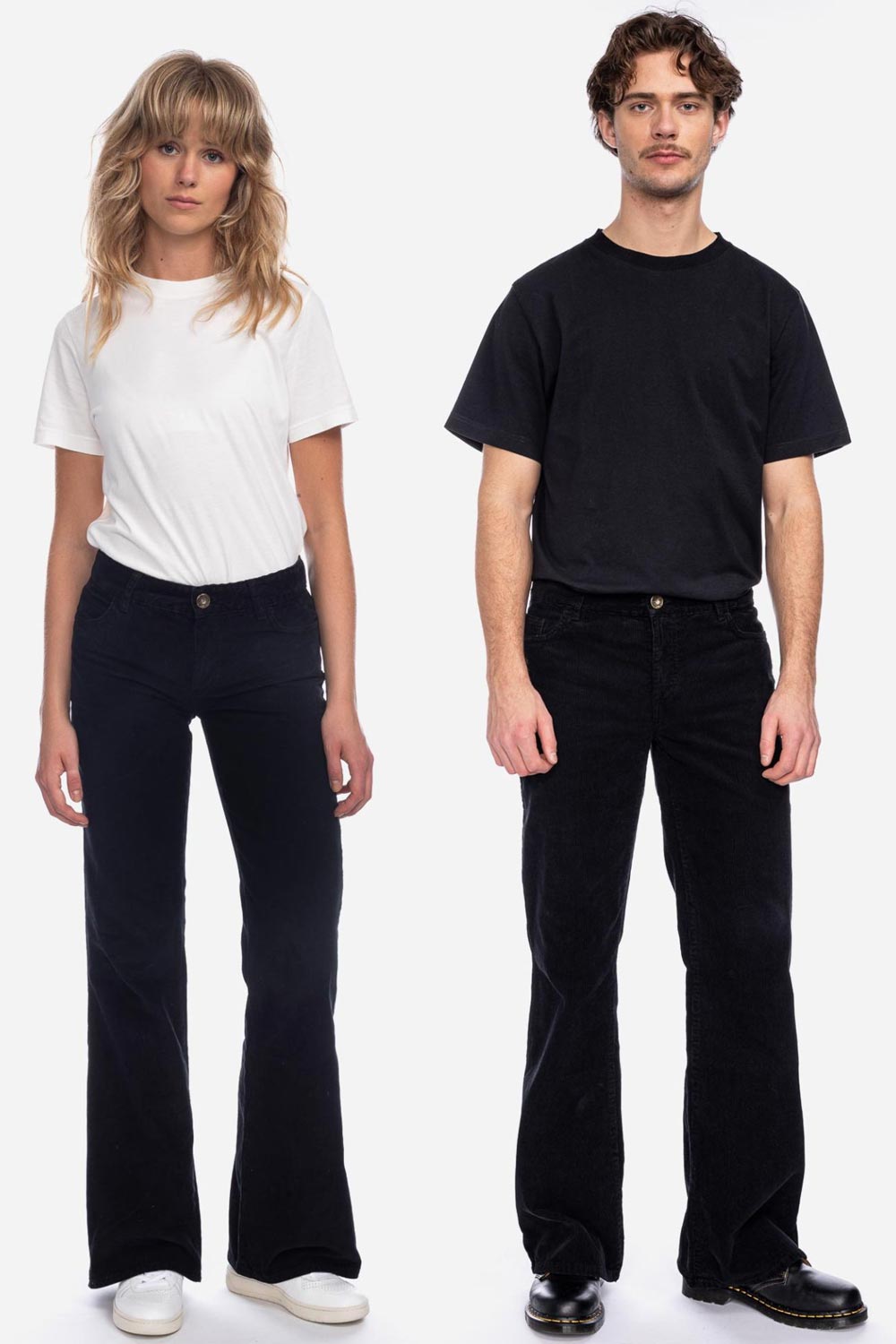 Ribbroek flared unisex zwart