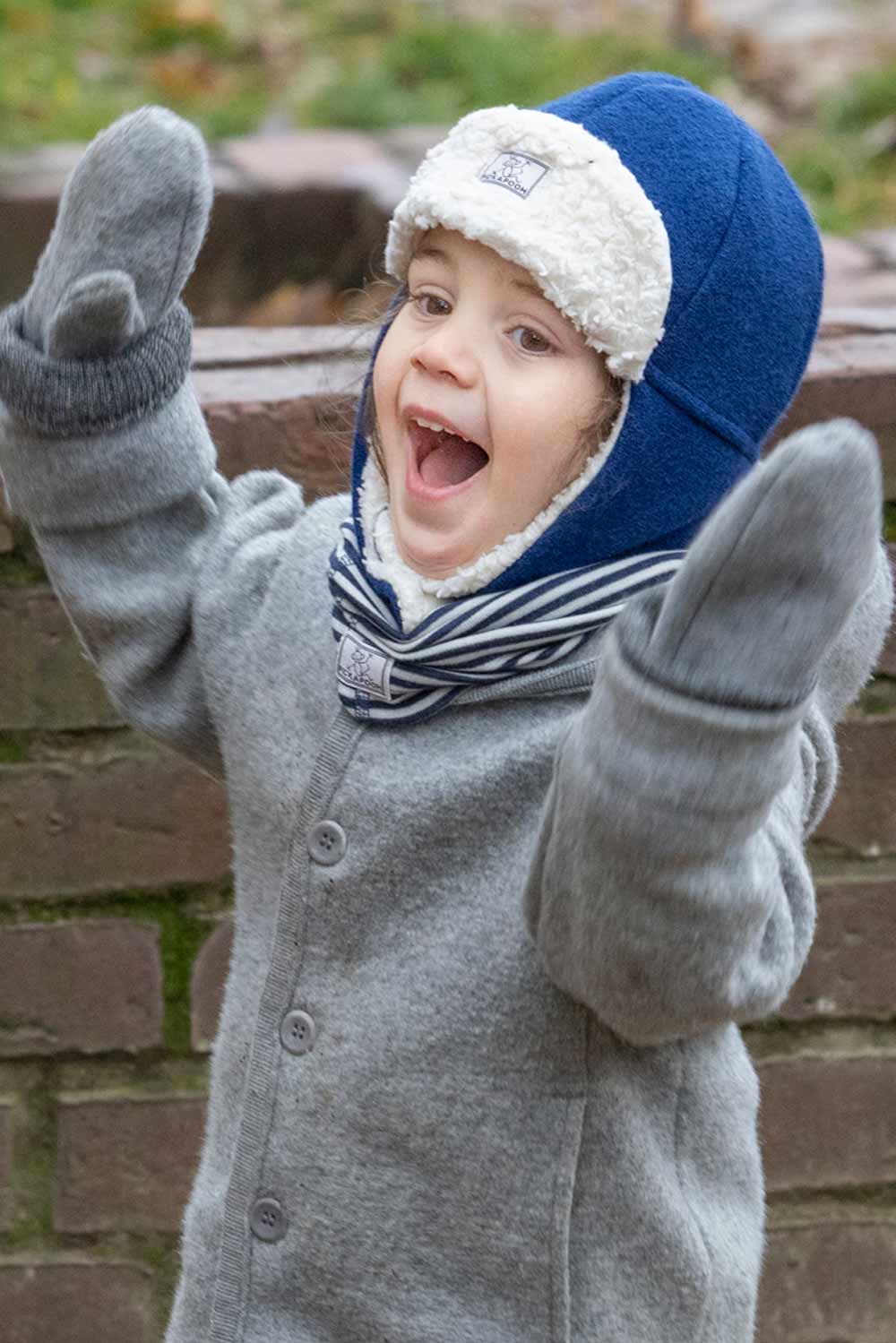Gevoerd mutsje merinowol blauw - Afbeelding 2