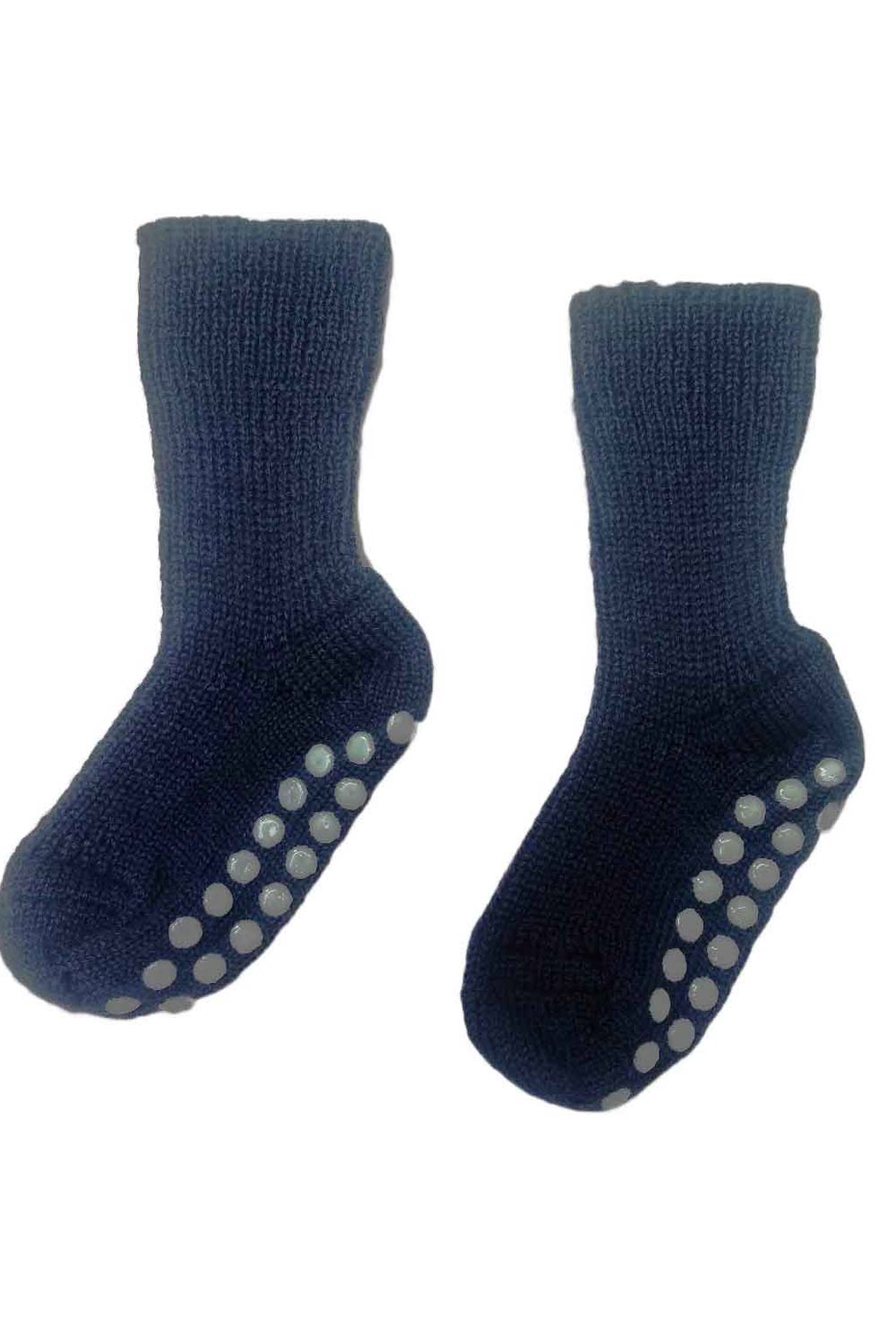 Anti-slip sokken wol kind donkerblauw