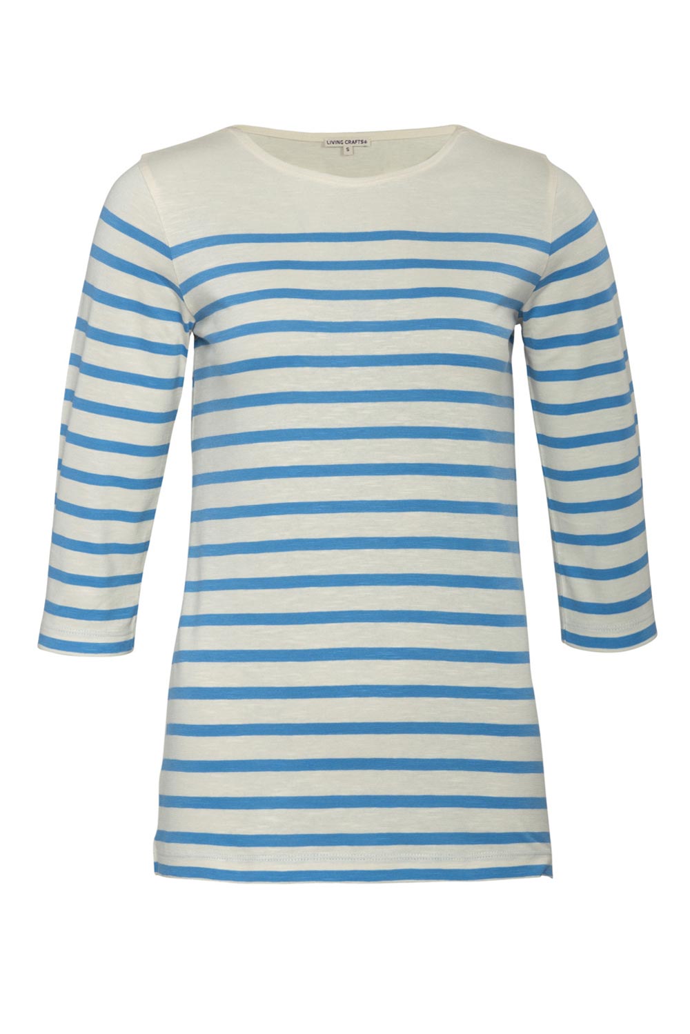 Streepshirt driekwart mouw lichtblauw