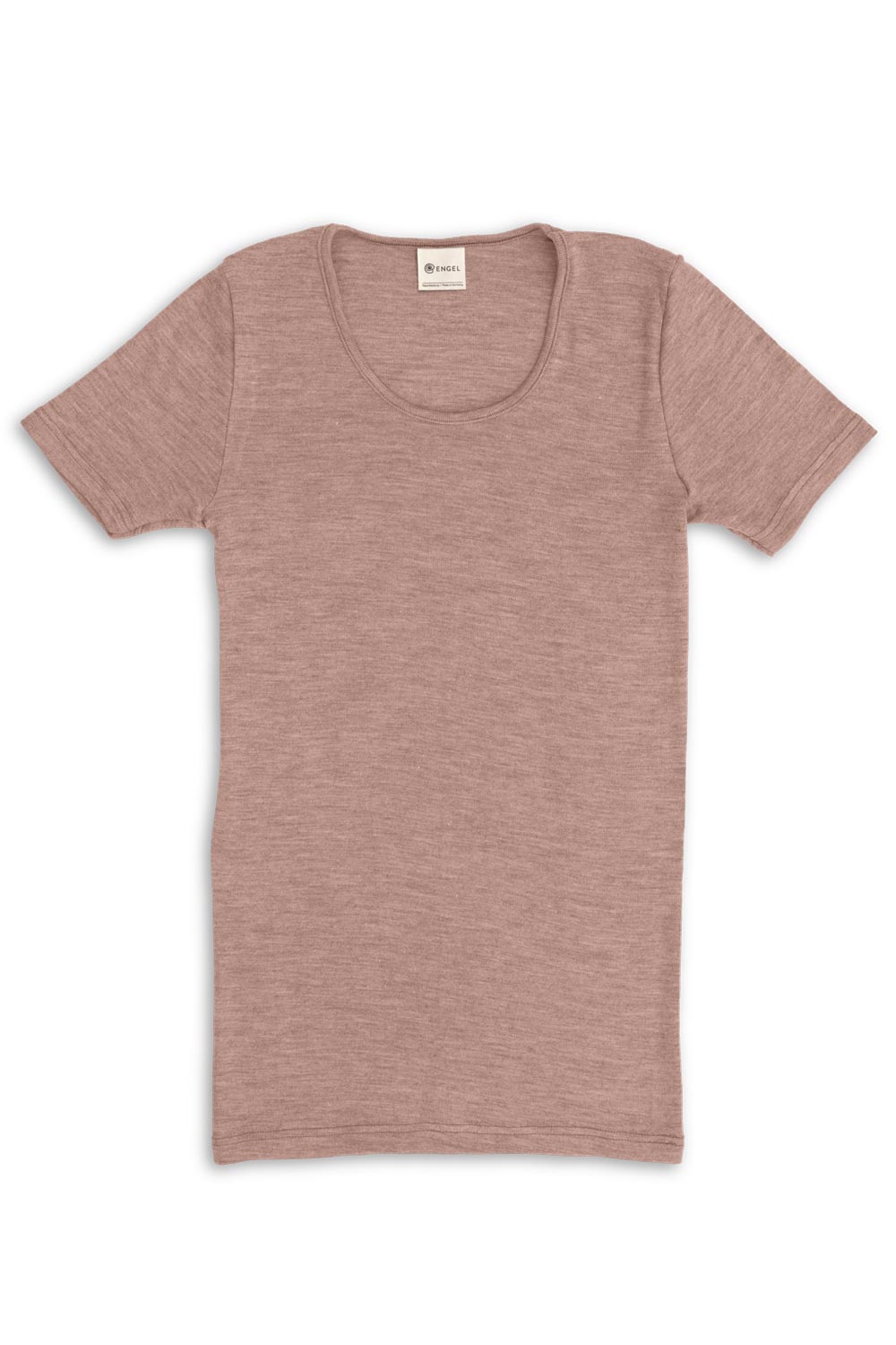 T-shirt wol-zijde korte mouw roze