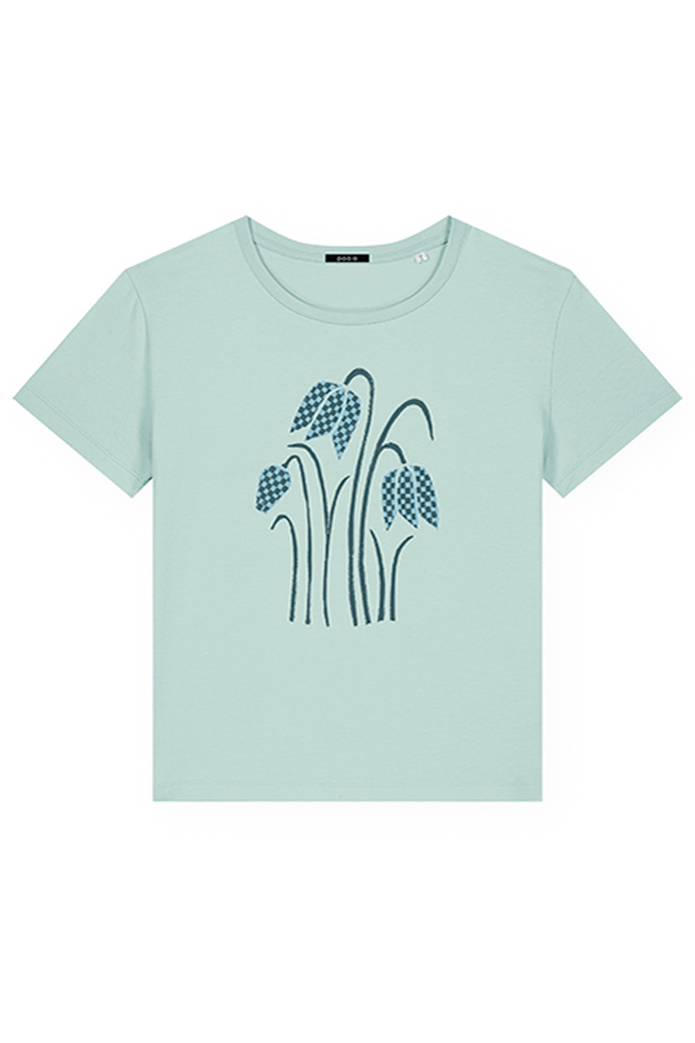 T-shirt kievitsbloemen blauwgroen