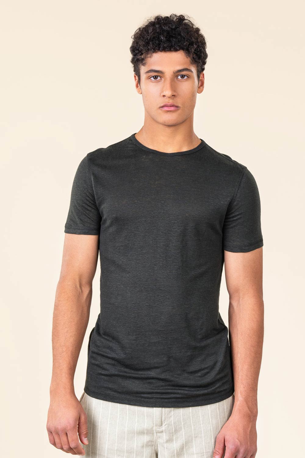 Linnen t-shirt zwart - Afbeelding 2