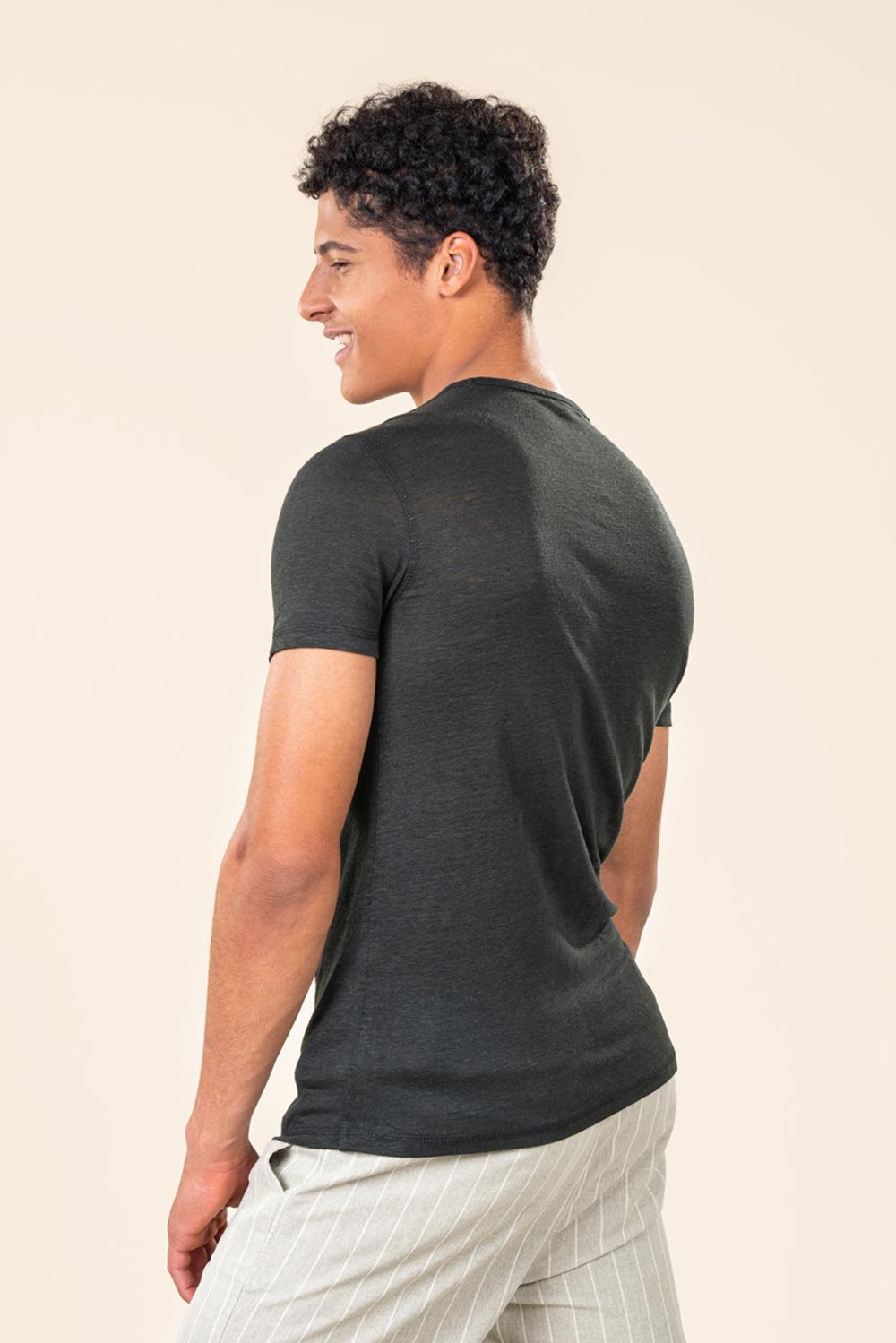 Linnen t-shirt zwart - Afbeelding 3