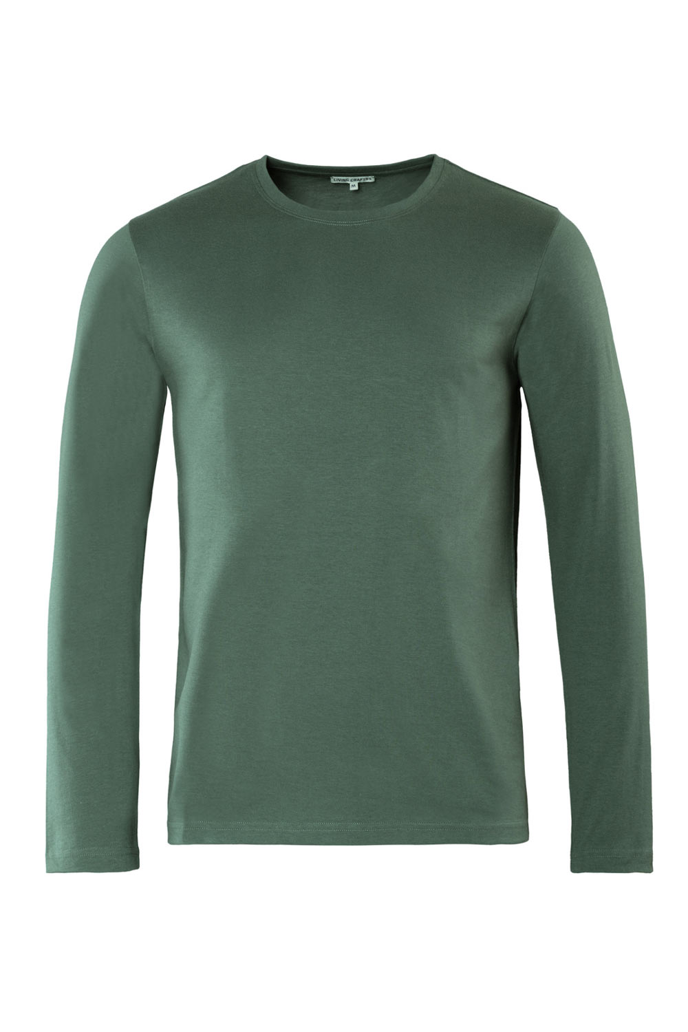 Heren longsleeve biokatoen olijfgroen