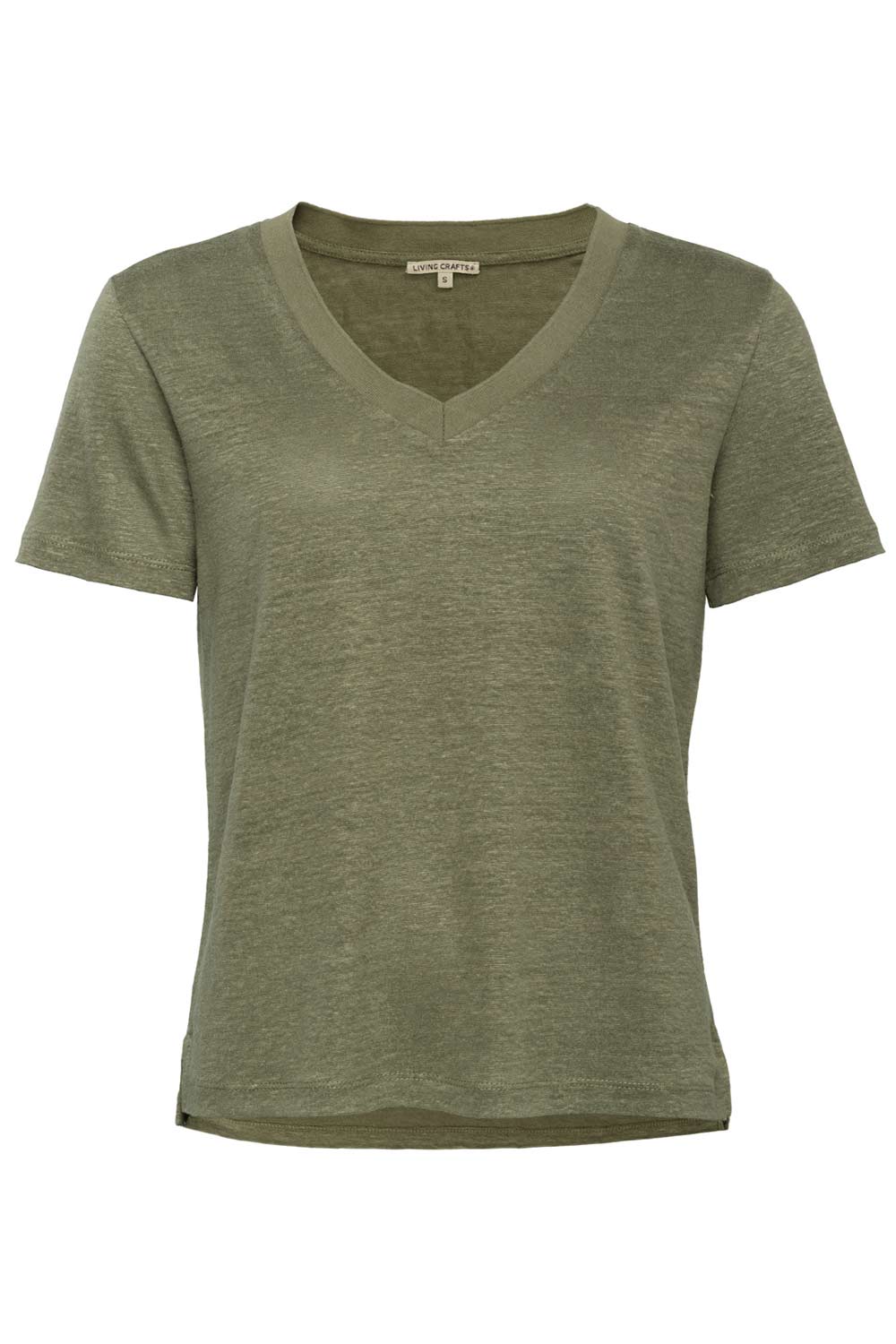 100% linnen v-hals t-shirt olijfgroen