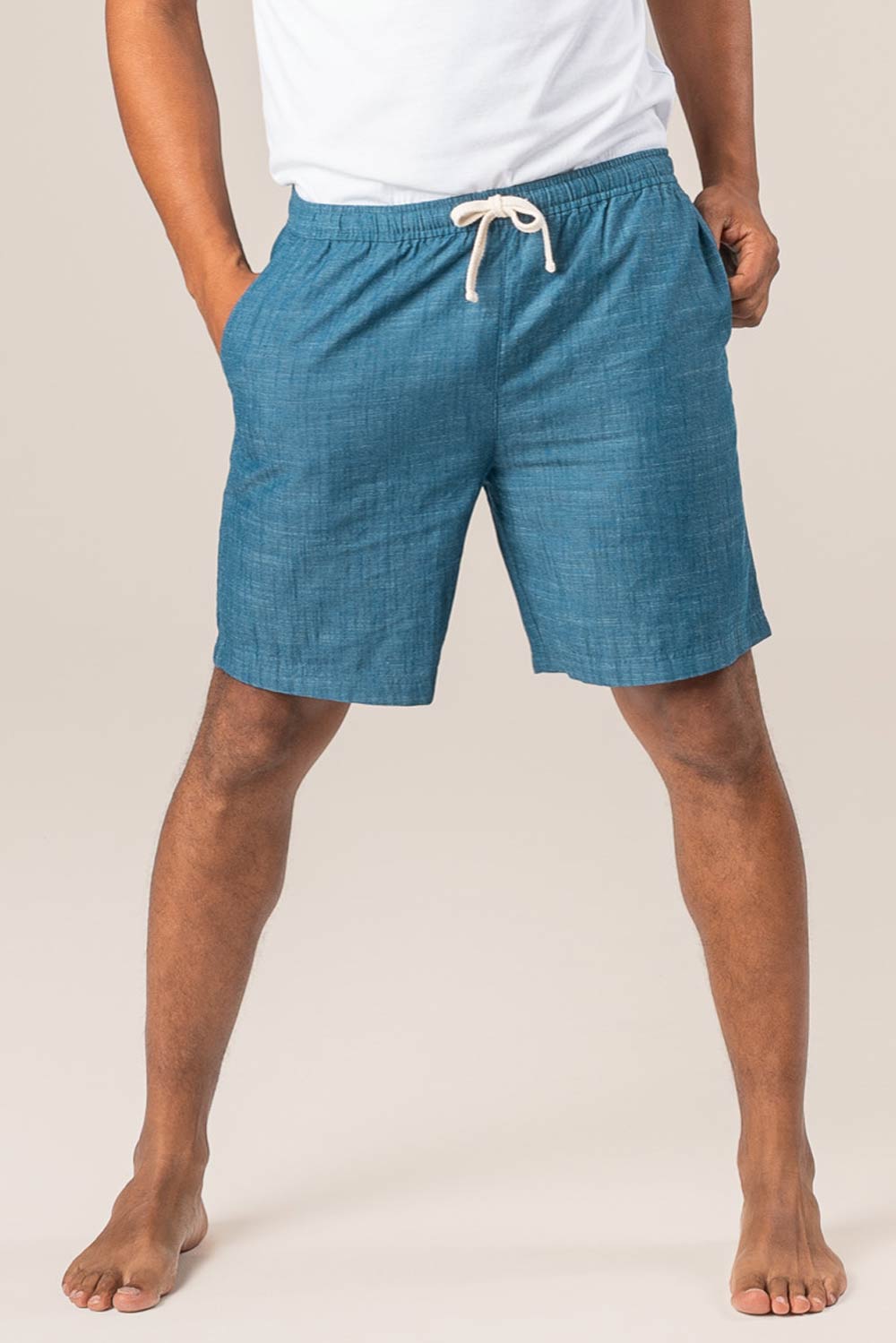 Heren korte broek blauw chambray - Afbeelding 2