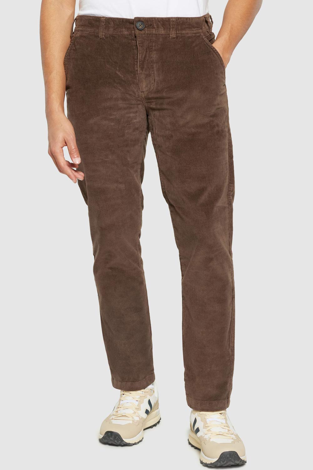 Chinobroek biokatoen rib bruin