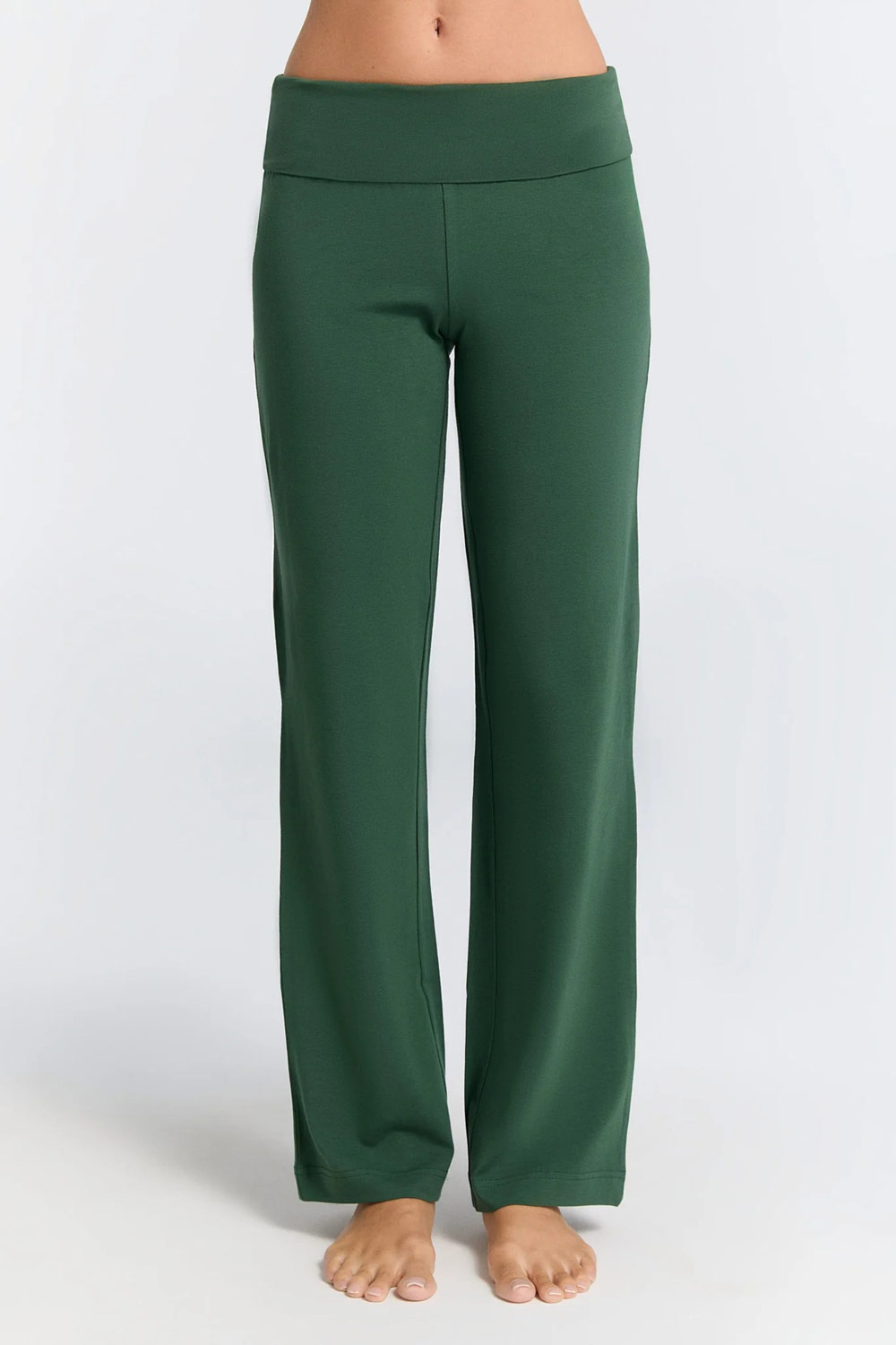 Tricot broek recht en brede band groen