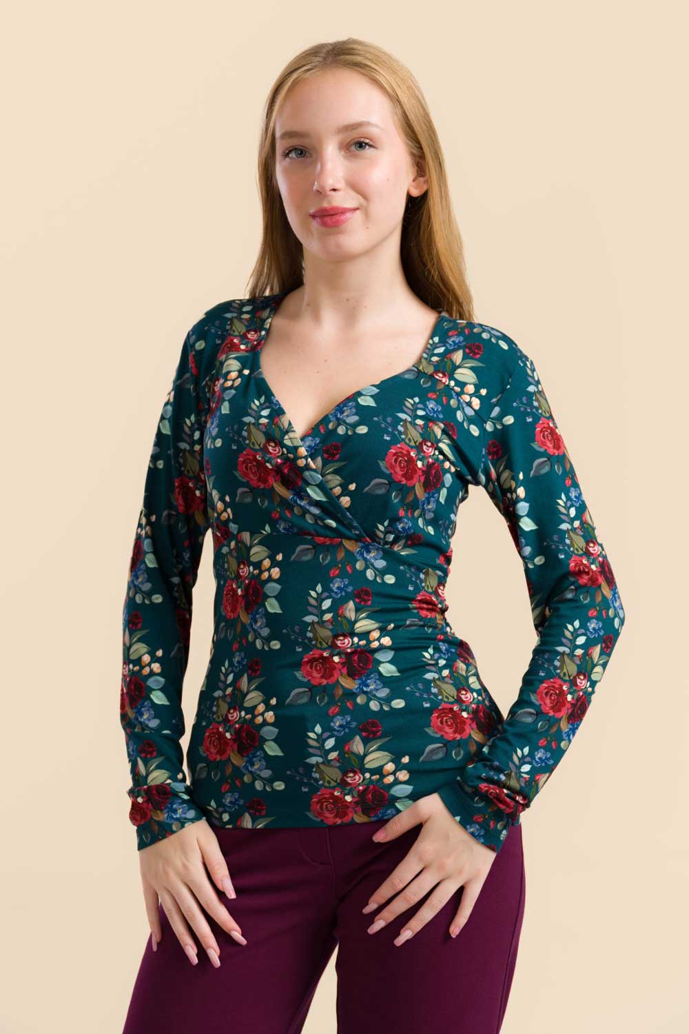 Shirt met overslag herfstboeket