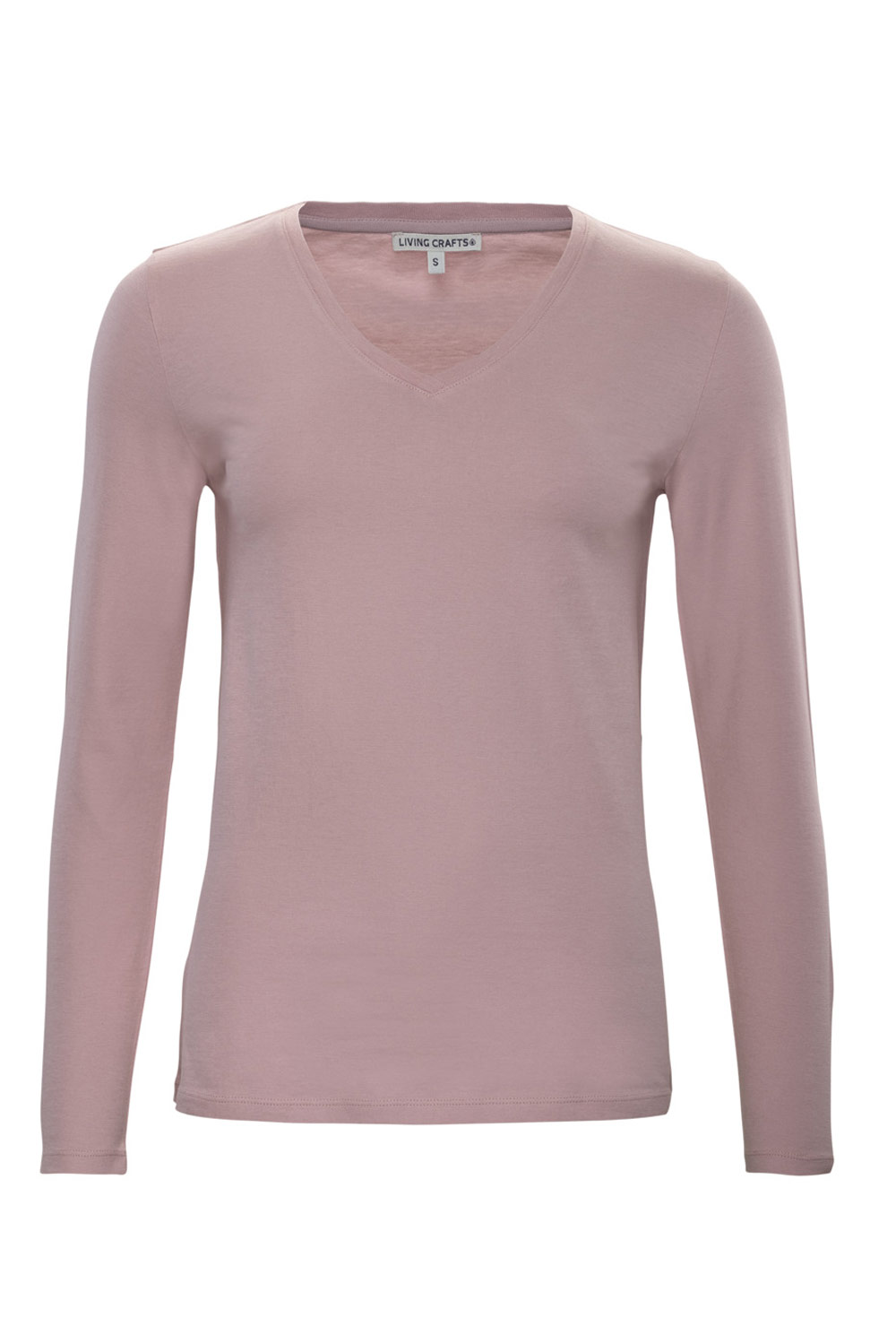 Dames lange mouwenshirt v-hals lichtroze - Afbeelding 2