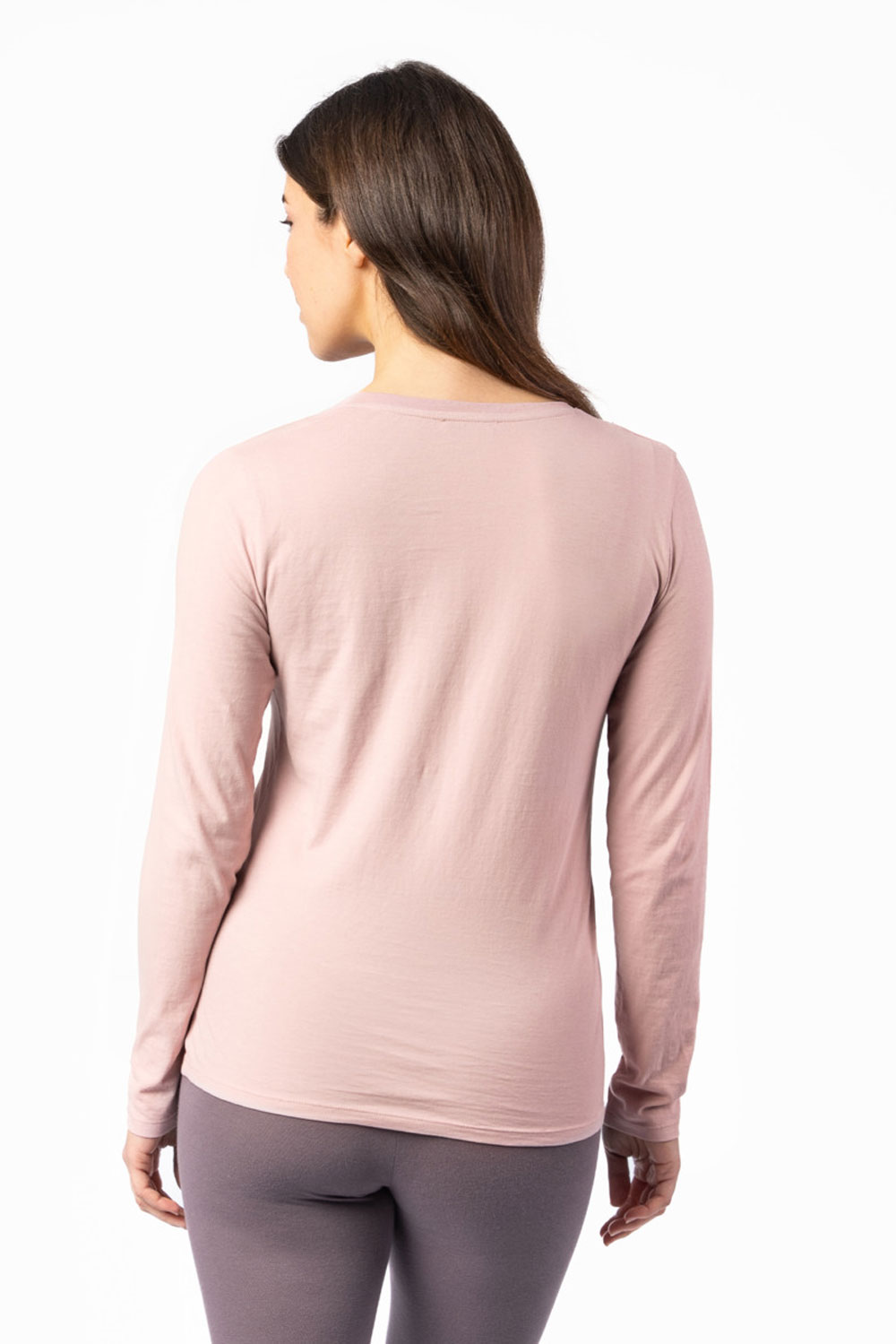Dames lange mouwenshirt v-hals lichtroze - Afbeelding 3
