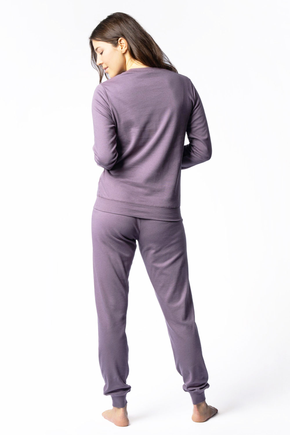 Damespyjama biokatoen mauve - Afbeelding 2