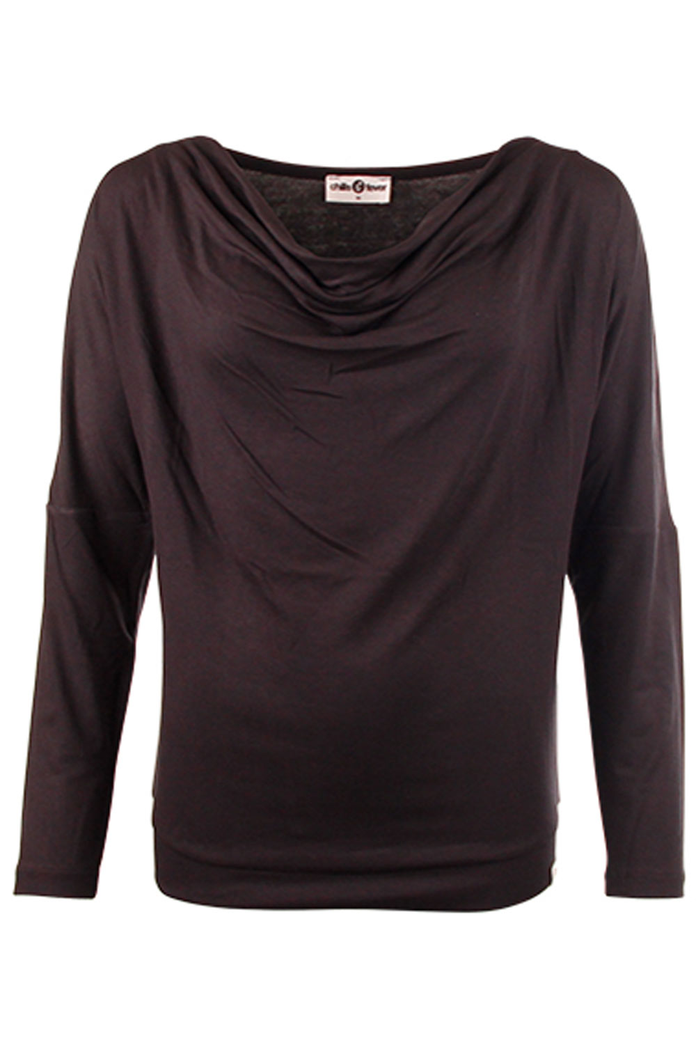 Zwart shirt watervalhals