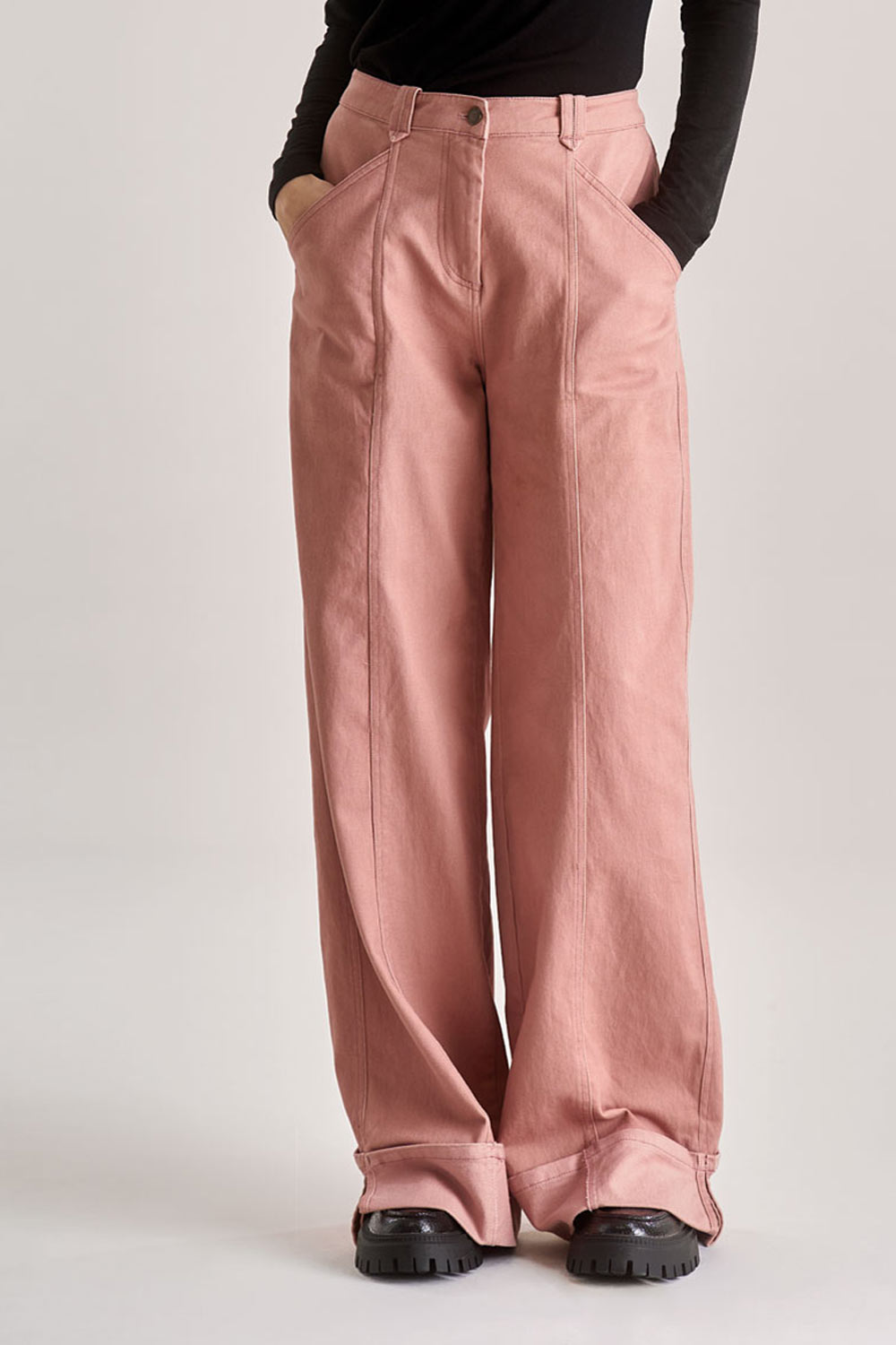 Zalmroze broek biokatoen