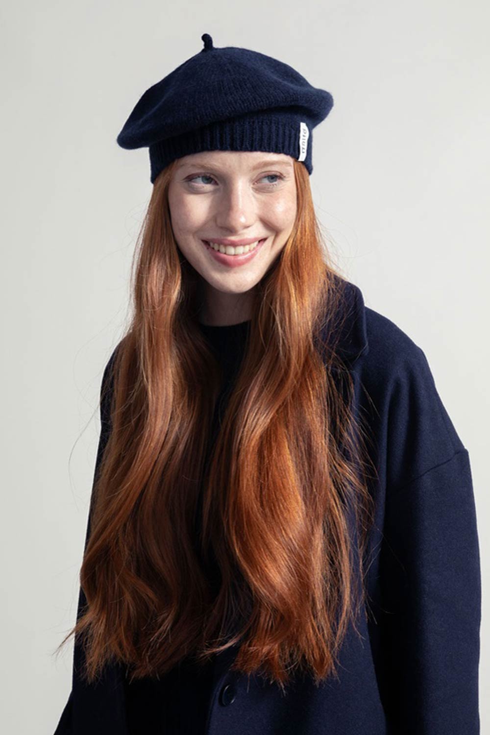 Baret van gerecyceld kasjmier donkerblauw